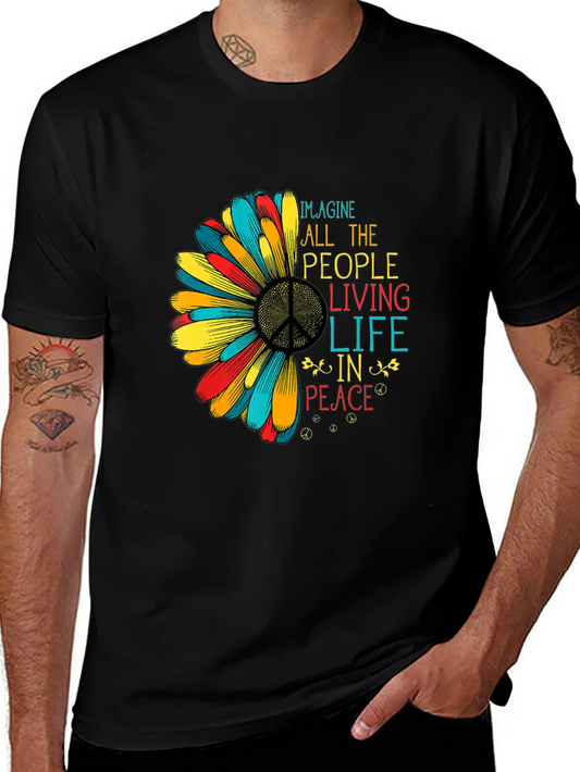 Imagine Peace Graphic T-Shirt - Black Cotton Tee
