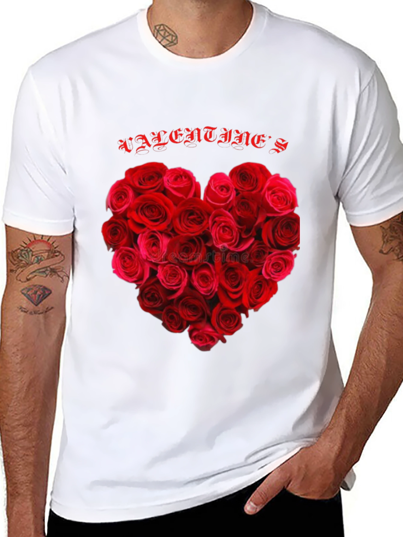 Valentines Rose Heart Graphic T-Shirt