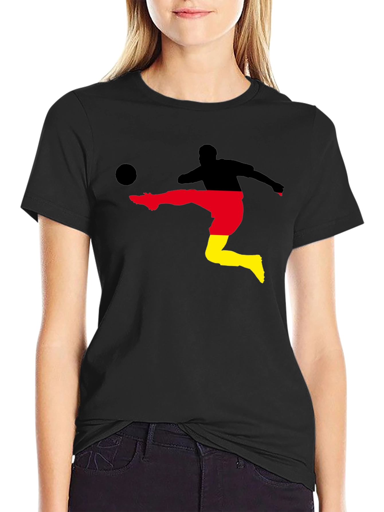 Germany Soccer Silhouette Black T-Shirt