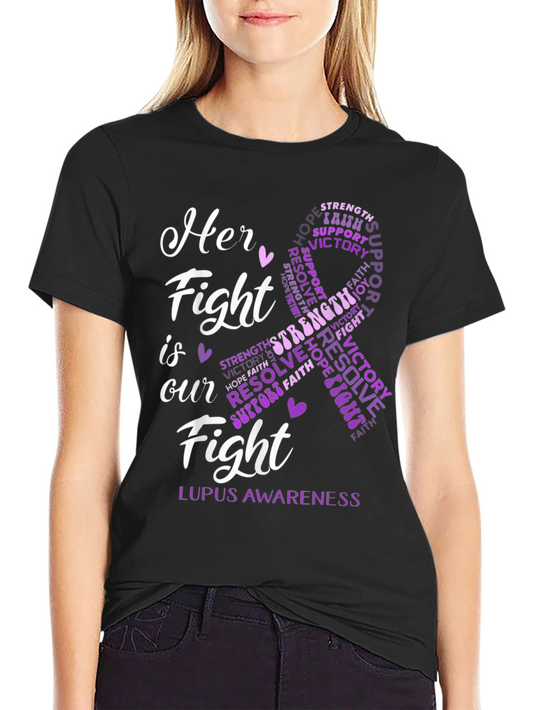 Lupus Awareness T-Shirt - Her Fight is Our Fight Ribbon Tee