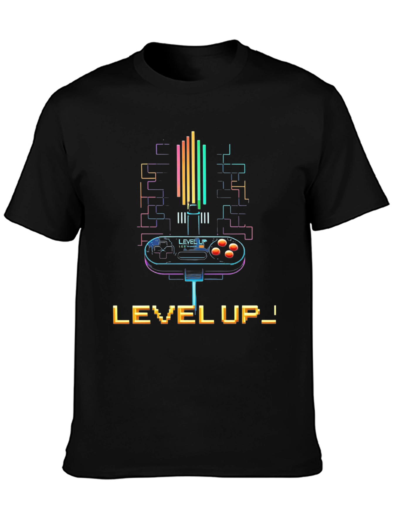 Level Up! Retro Gamer Black T-Shirt