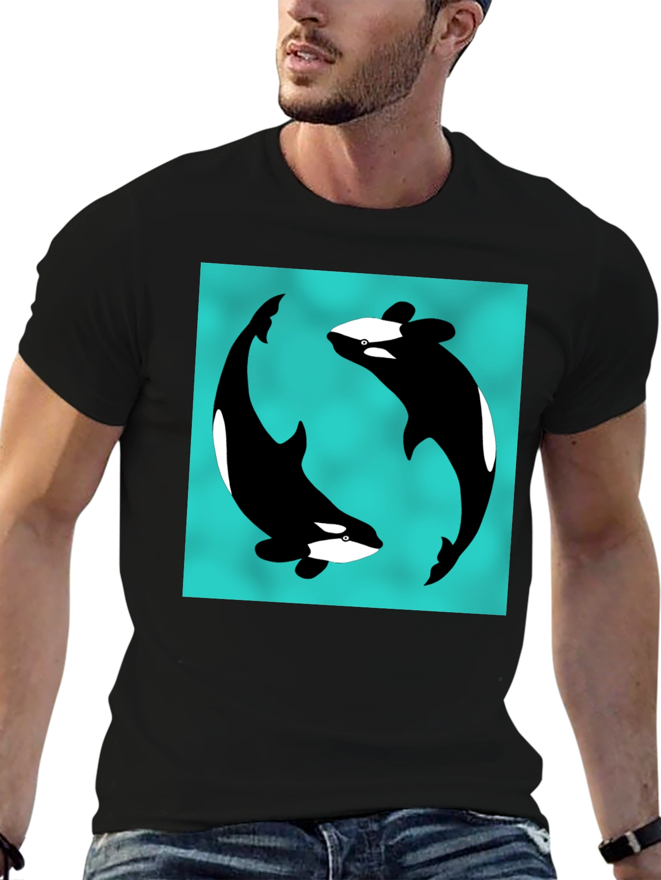 Orca Yin Yang Black T-Shirt