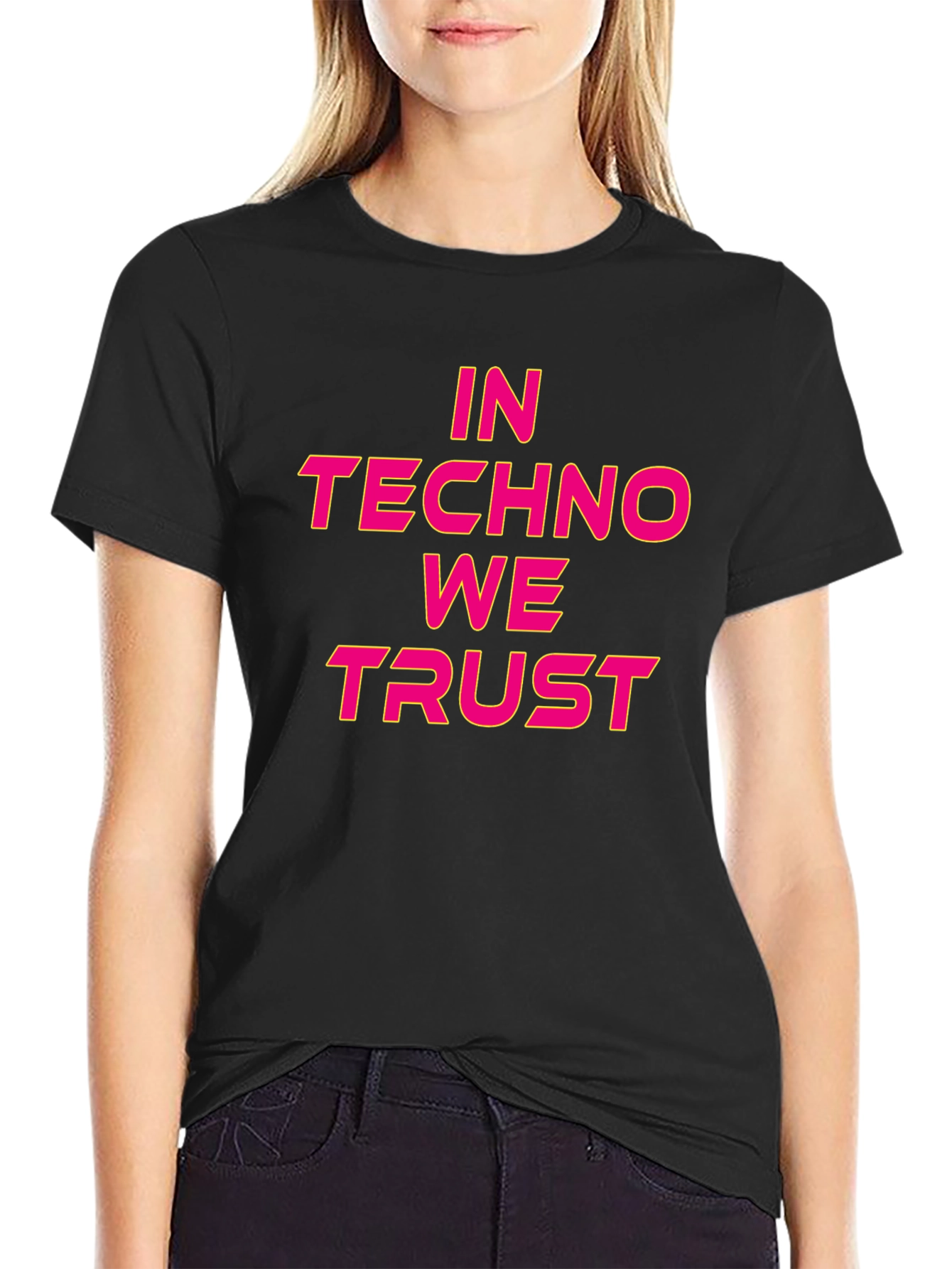 In Techno We Trust Black Graphic T-Shirt