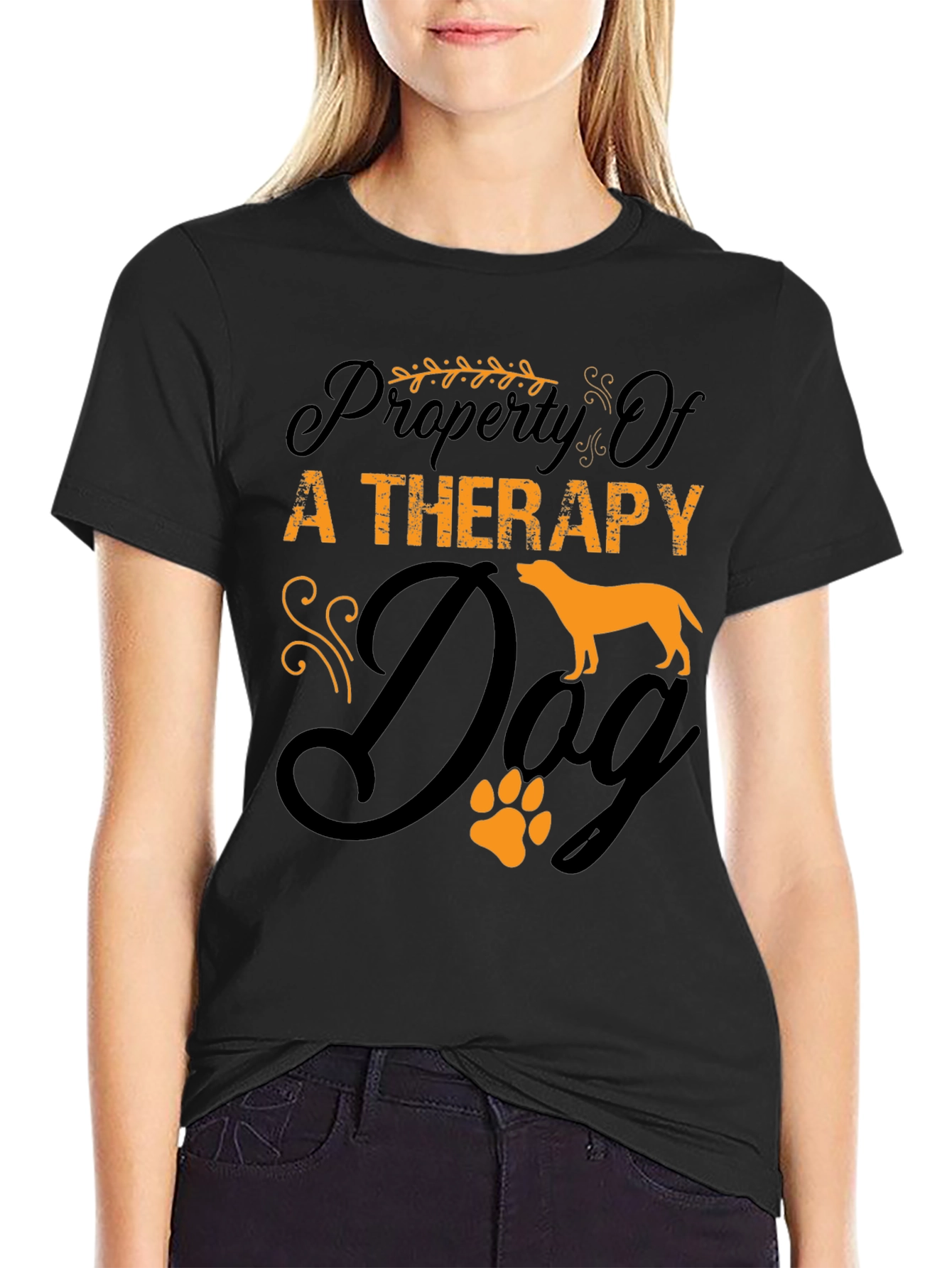 Therapy Dog T-Shirt - Unisex Black Cotton Tee