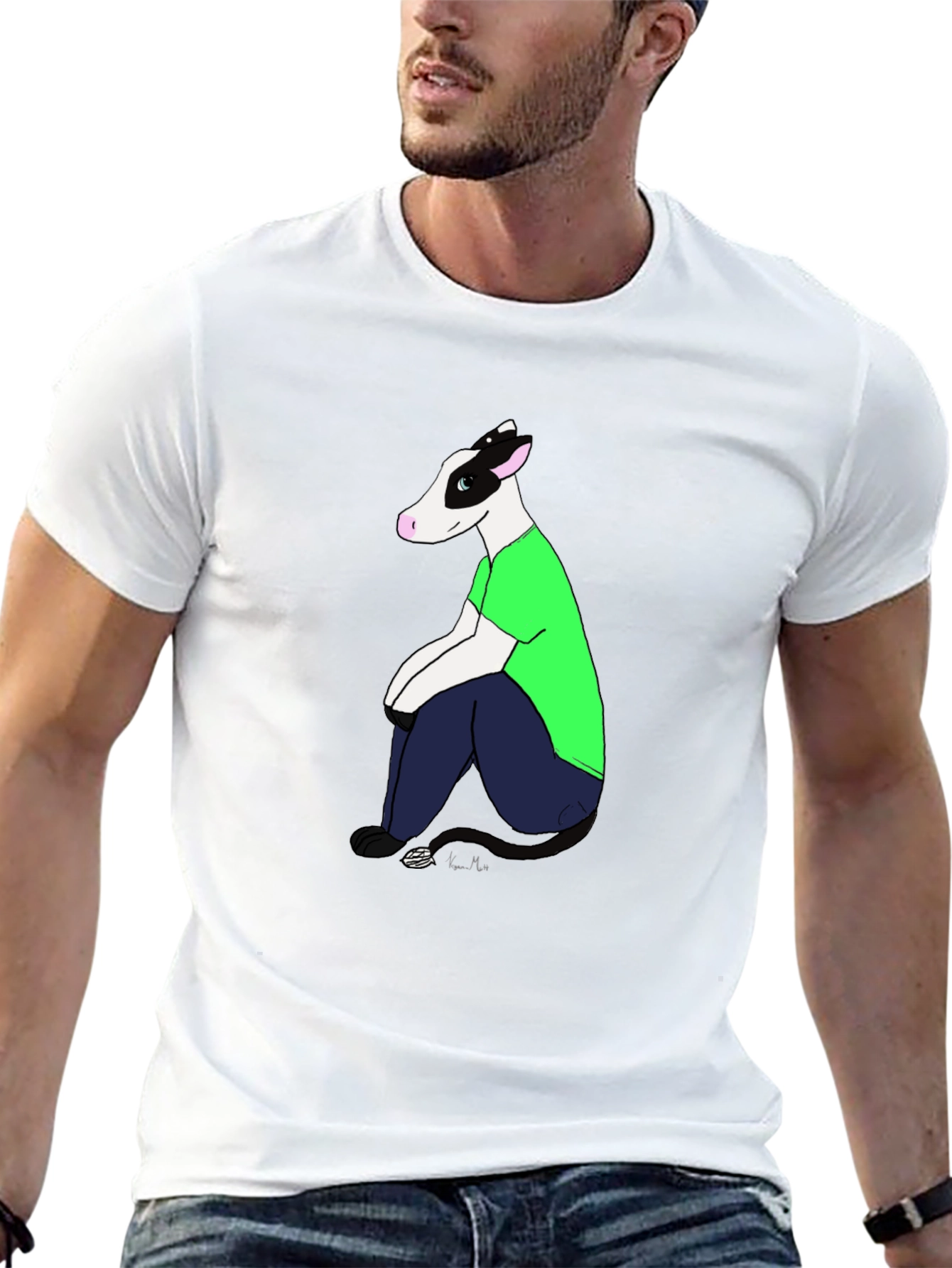 Cartoon Cow T-Shirt - Black Tee