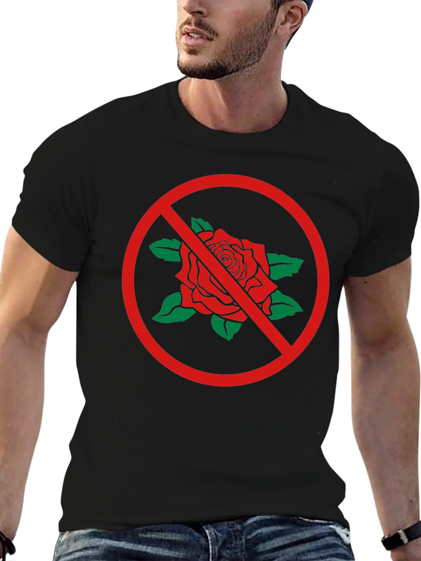 No Roses Graphic Tee - Black Casual T-Shirt