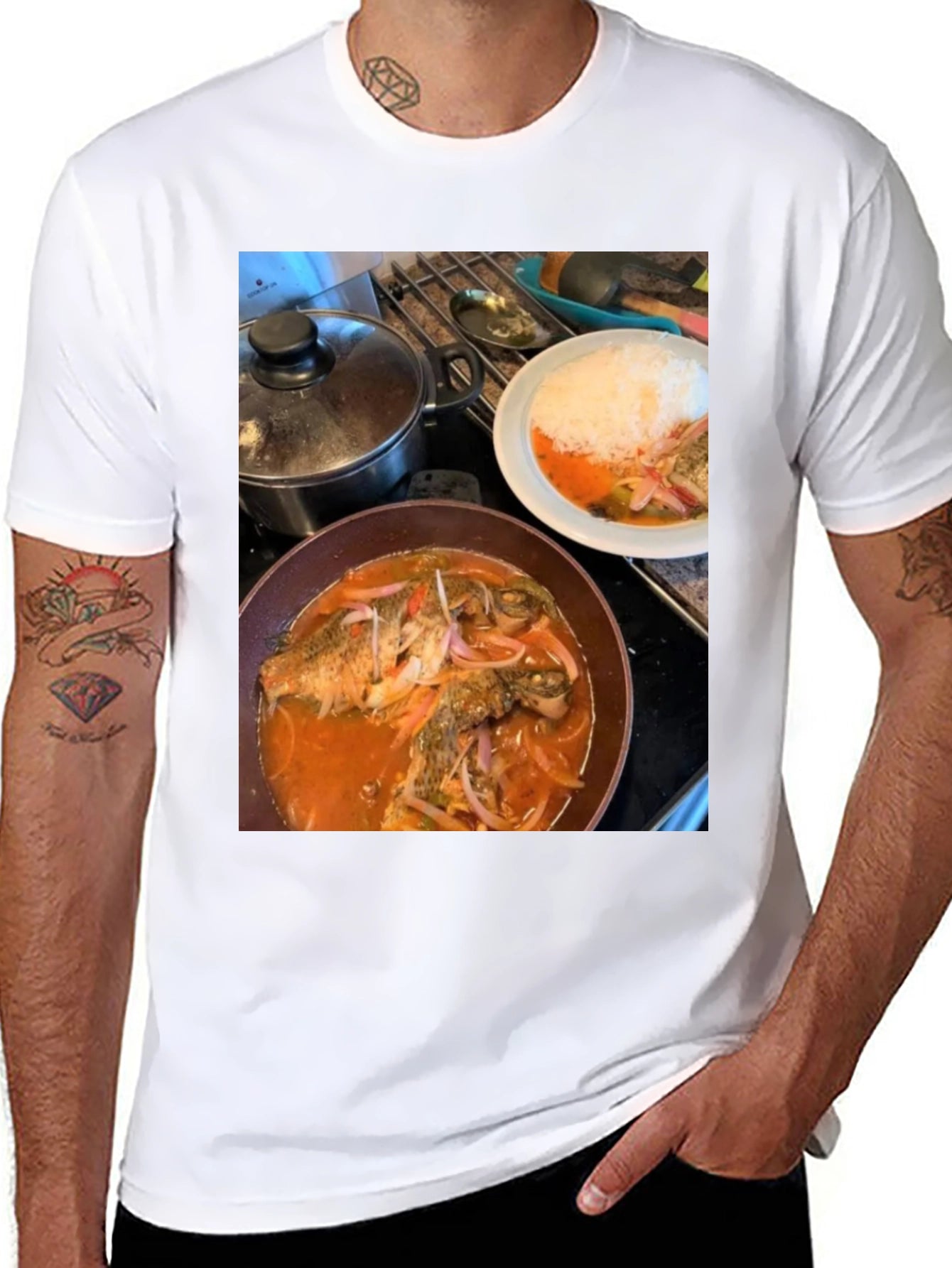 Foodie T-Shirt: Delicious Fish Dish Design