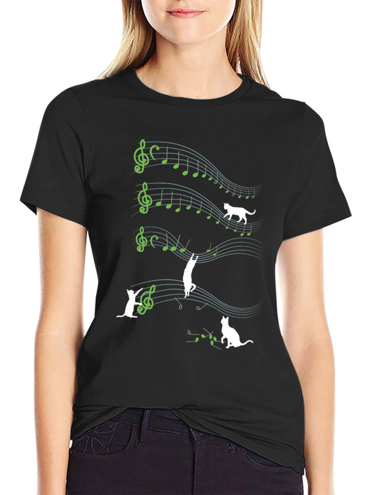 Musical Cat T-Shirt - Quirky Music Lover Tee