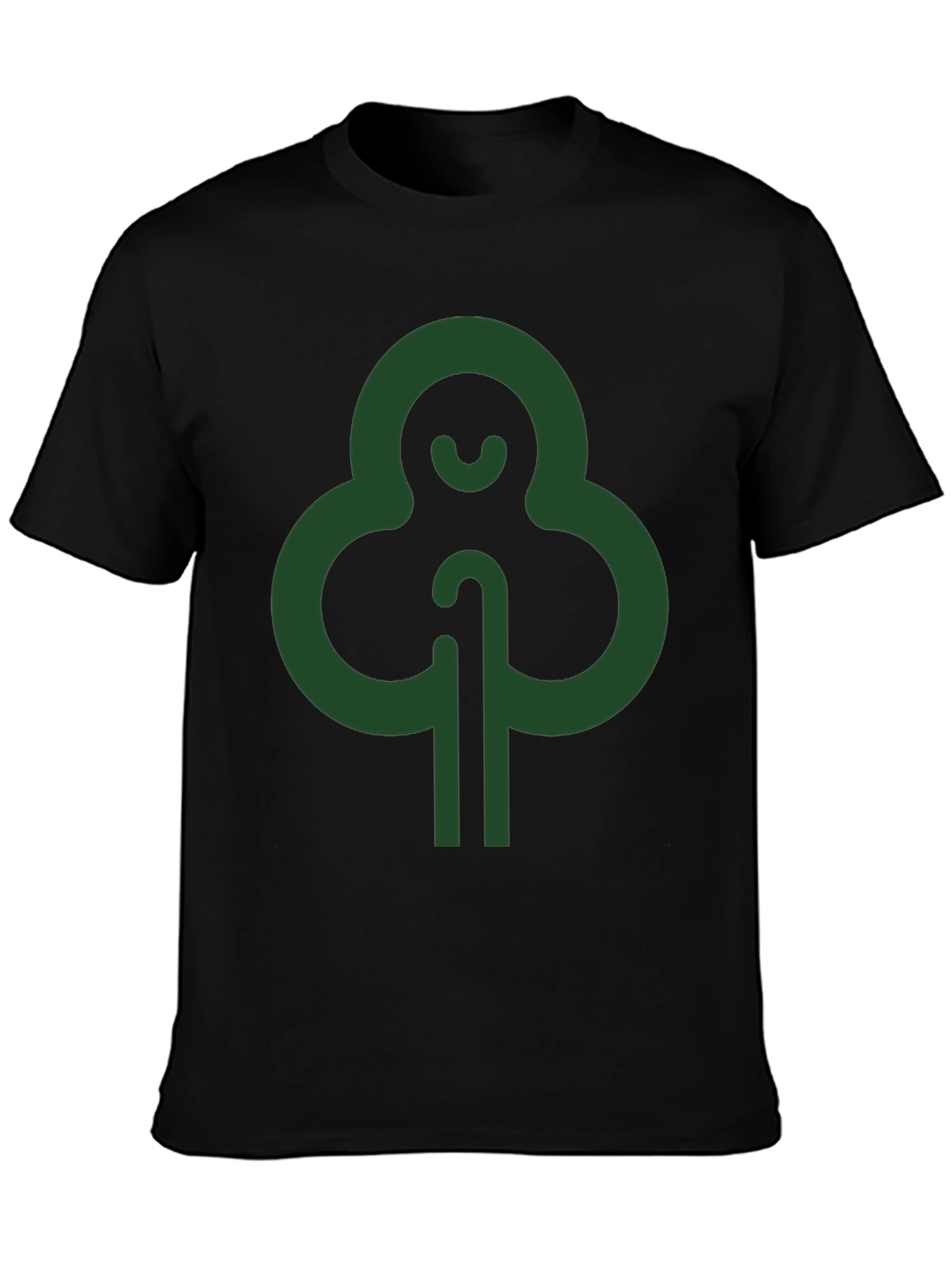 Modern Green Tree Graphic Black T-Shirt