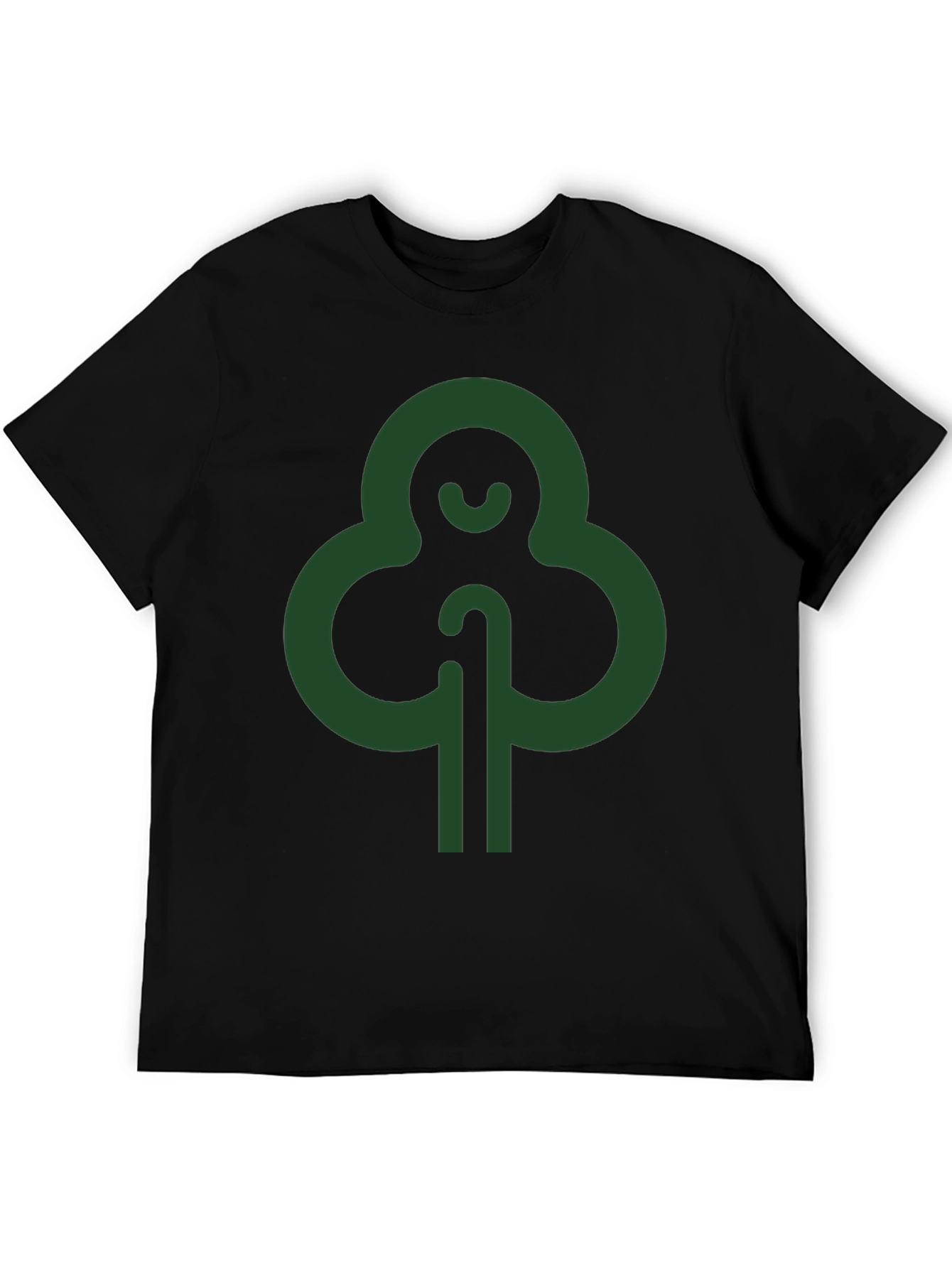 Modern Green Tree Graphic Black T-Shirt