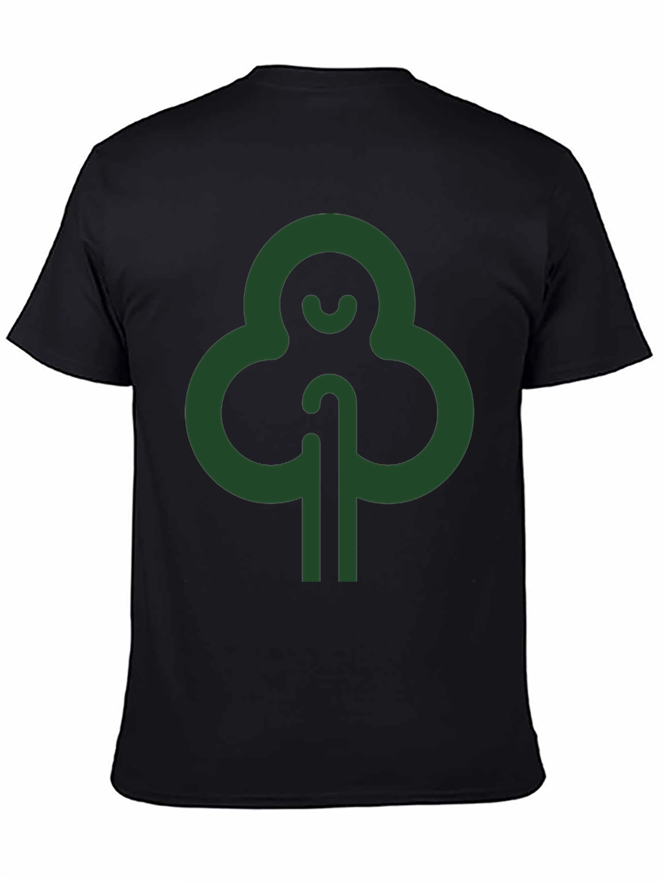 Modern Green Tree Graphic Black T-Shirt