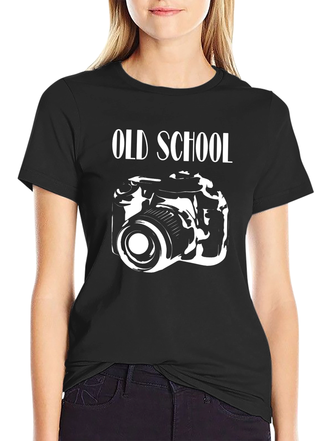 Old School Camera Black Graphic Tee
