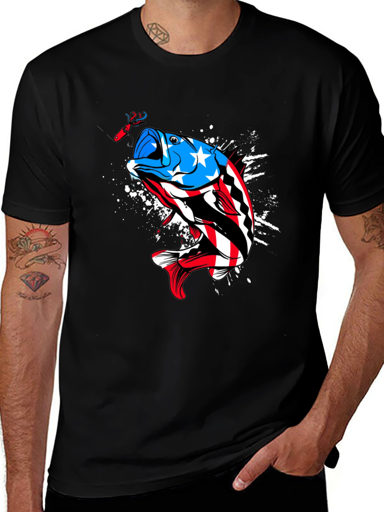 American Flag Bass Fishing Graphic Tee