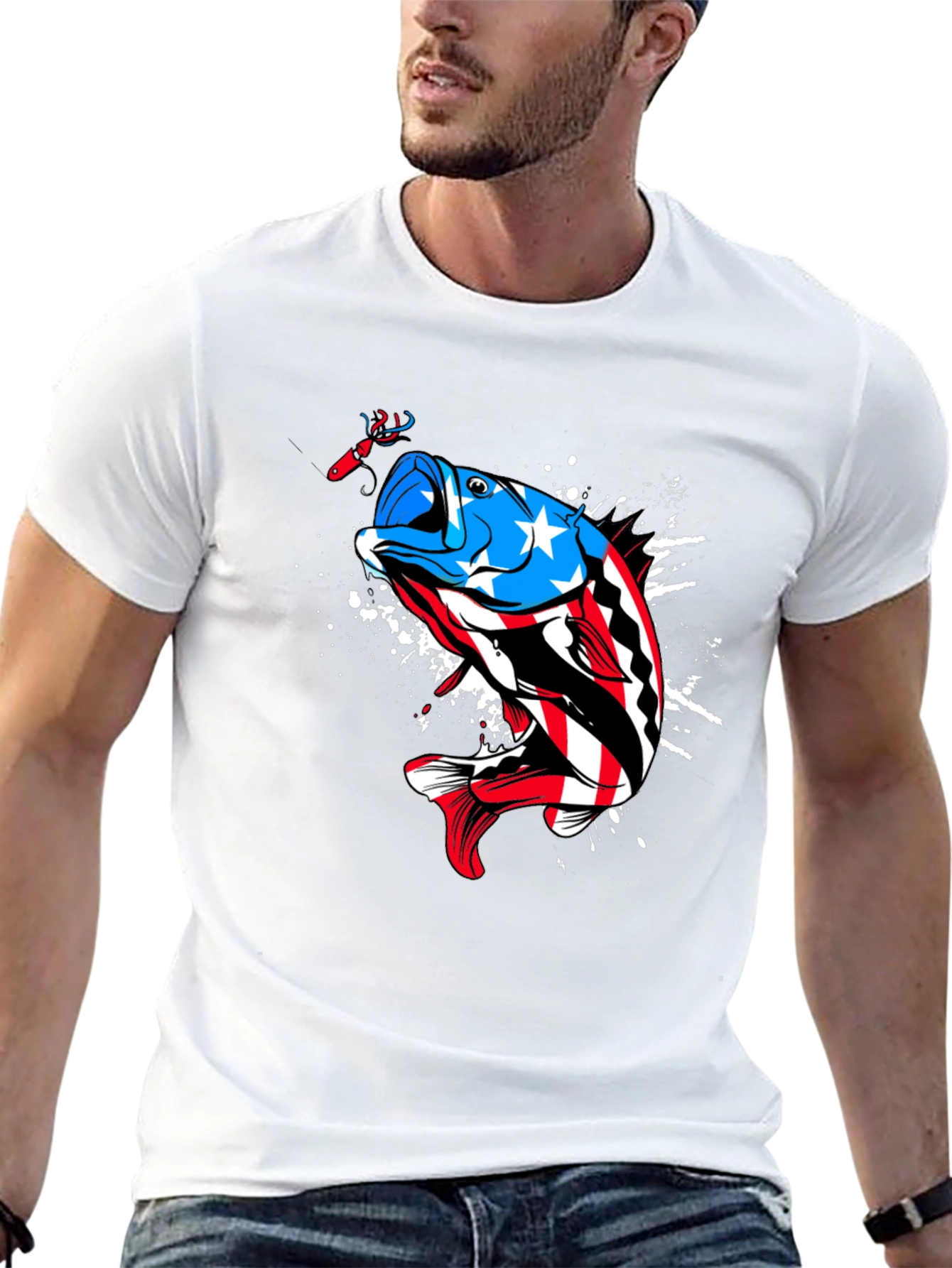American Flag Bass Fishing Graphic Tee