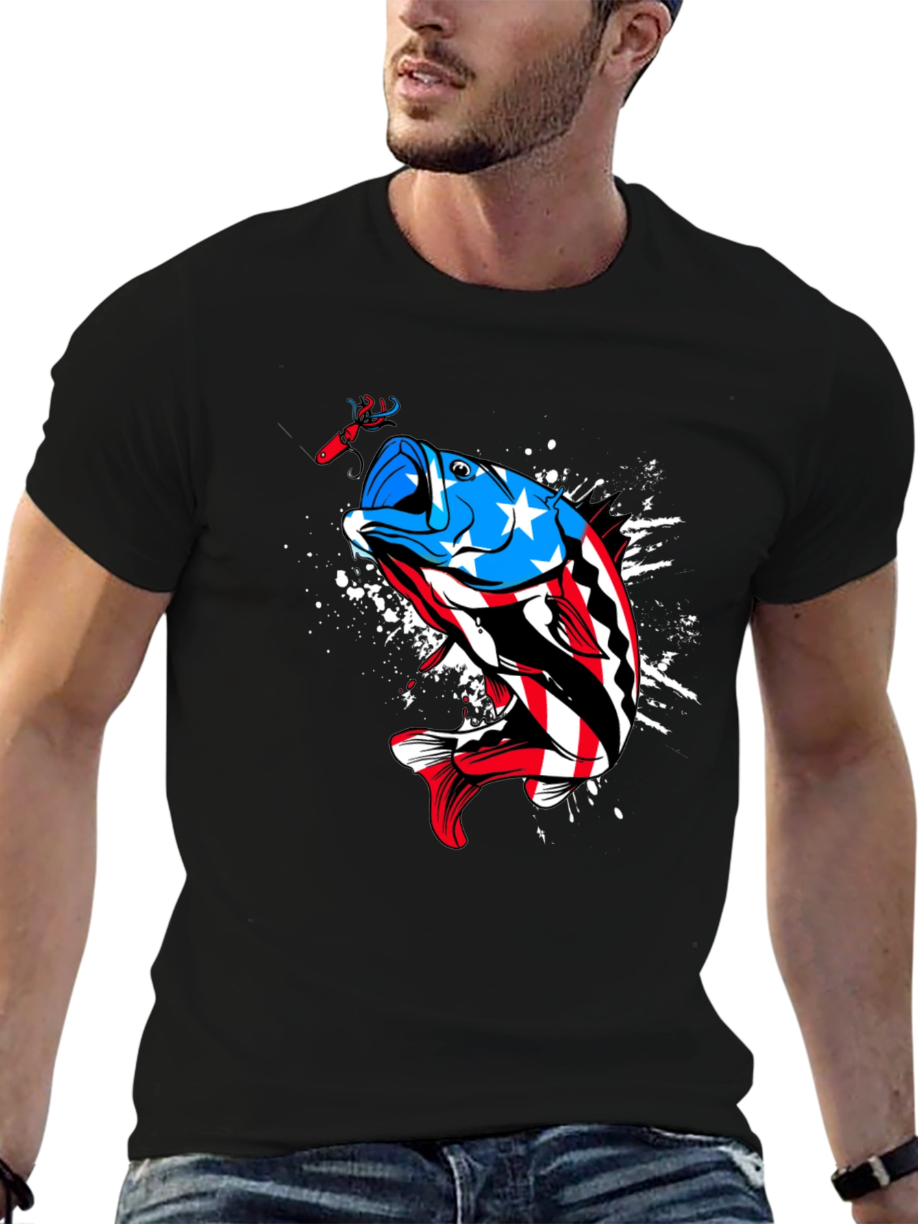 American Flag Bass Fishing Graphic Tee