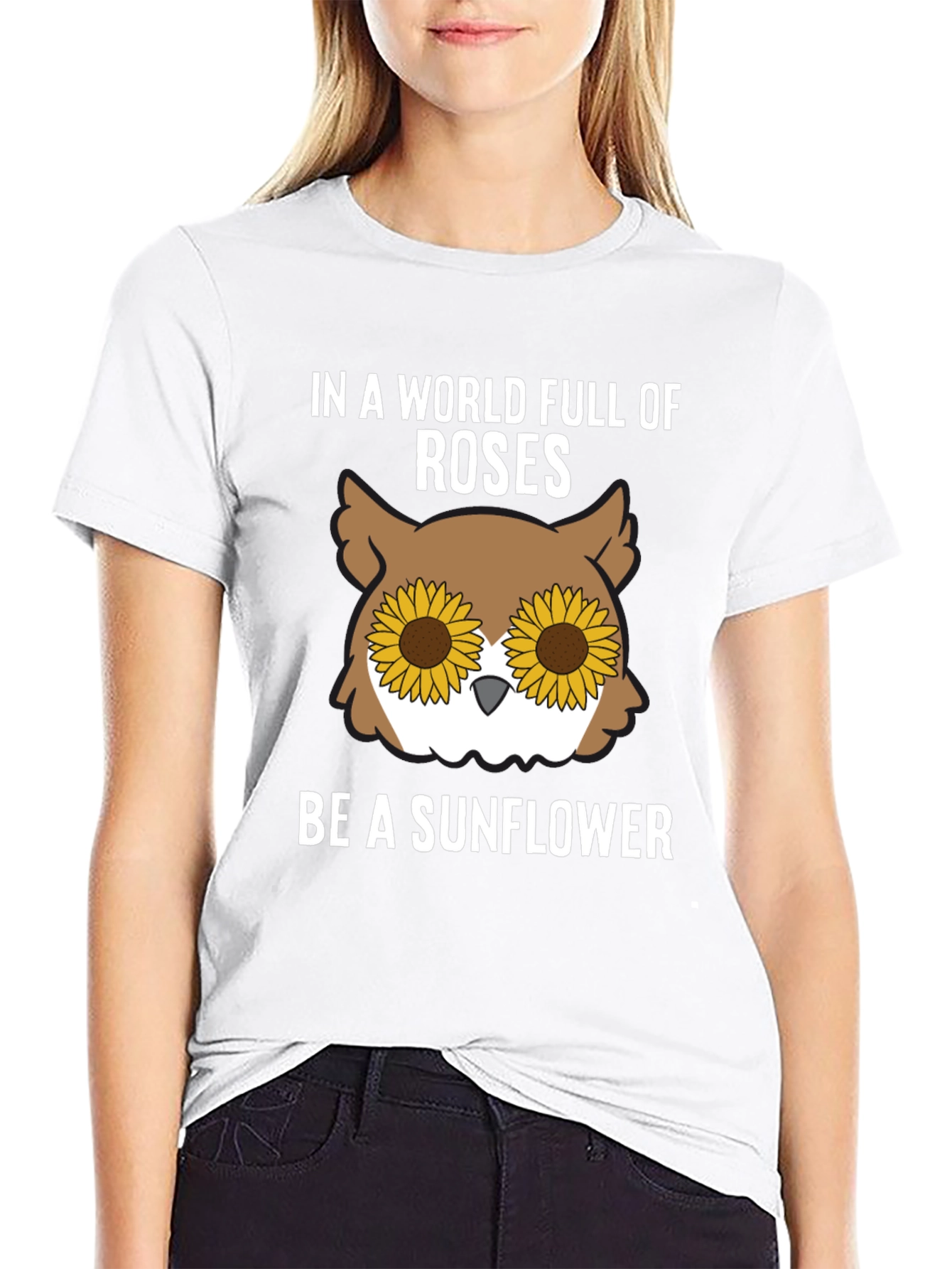 Sunflower Owl Graphic Tee - Be a Sunflower