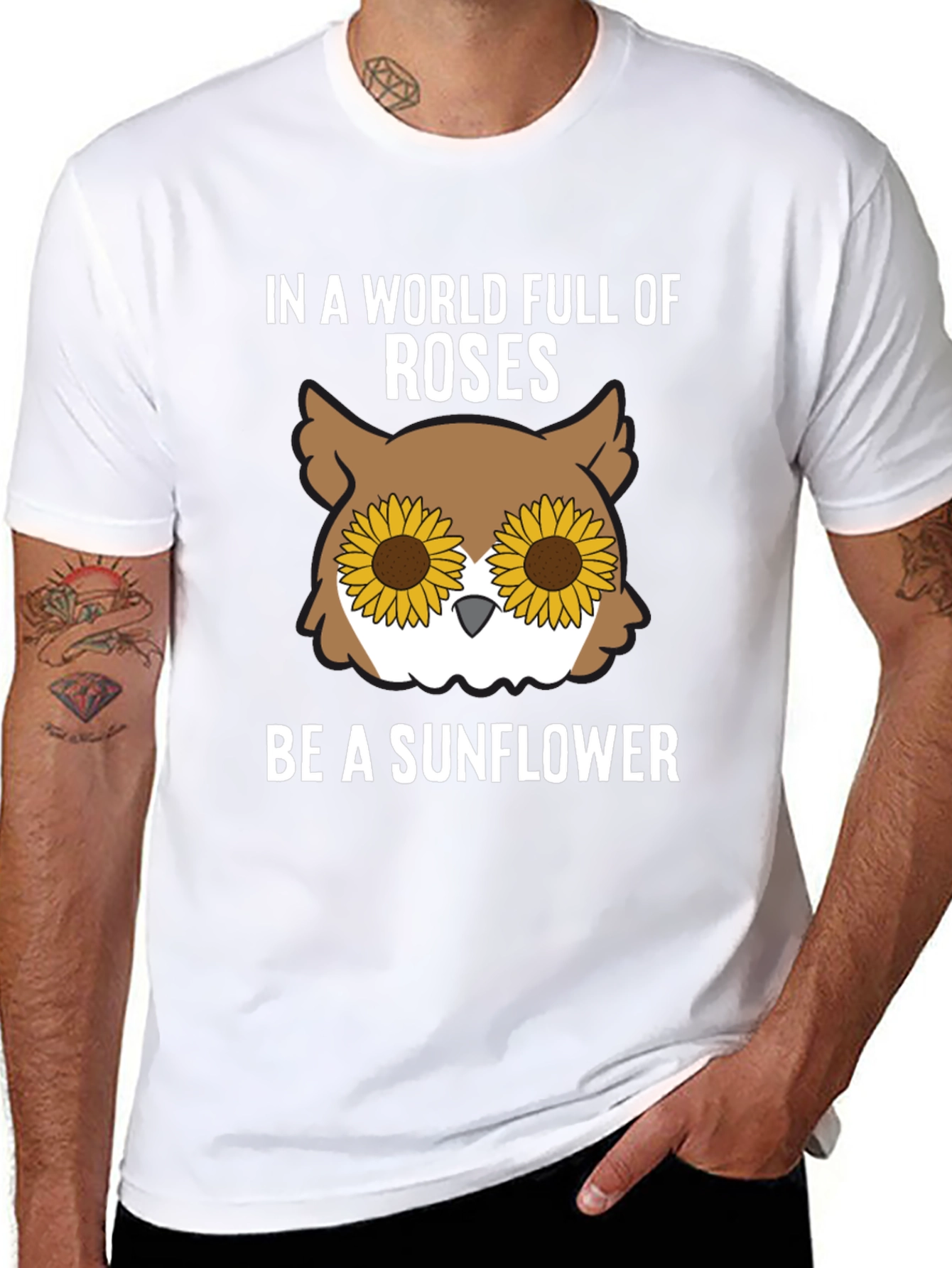 Sunflower Owl Graphic Tee - Be a Sunflower