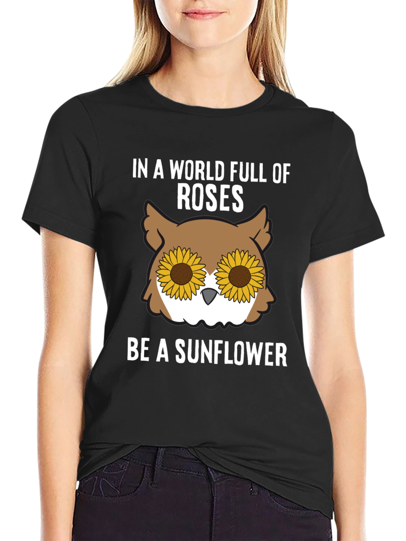 Sunflower Owl Graphic Tee - Be a Sunflower