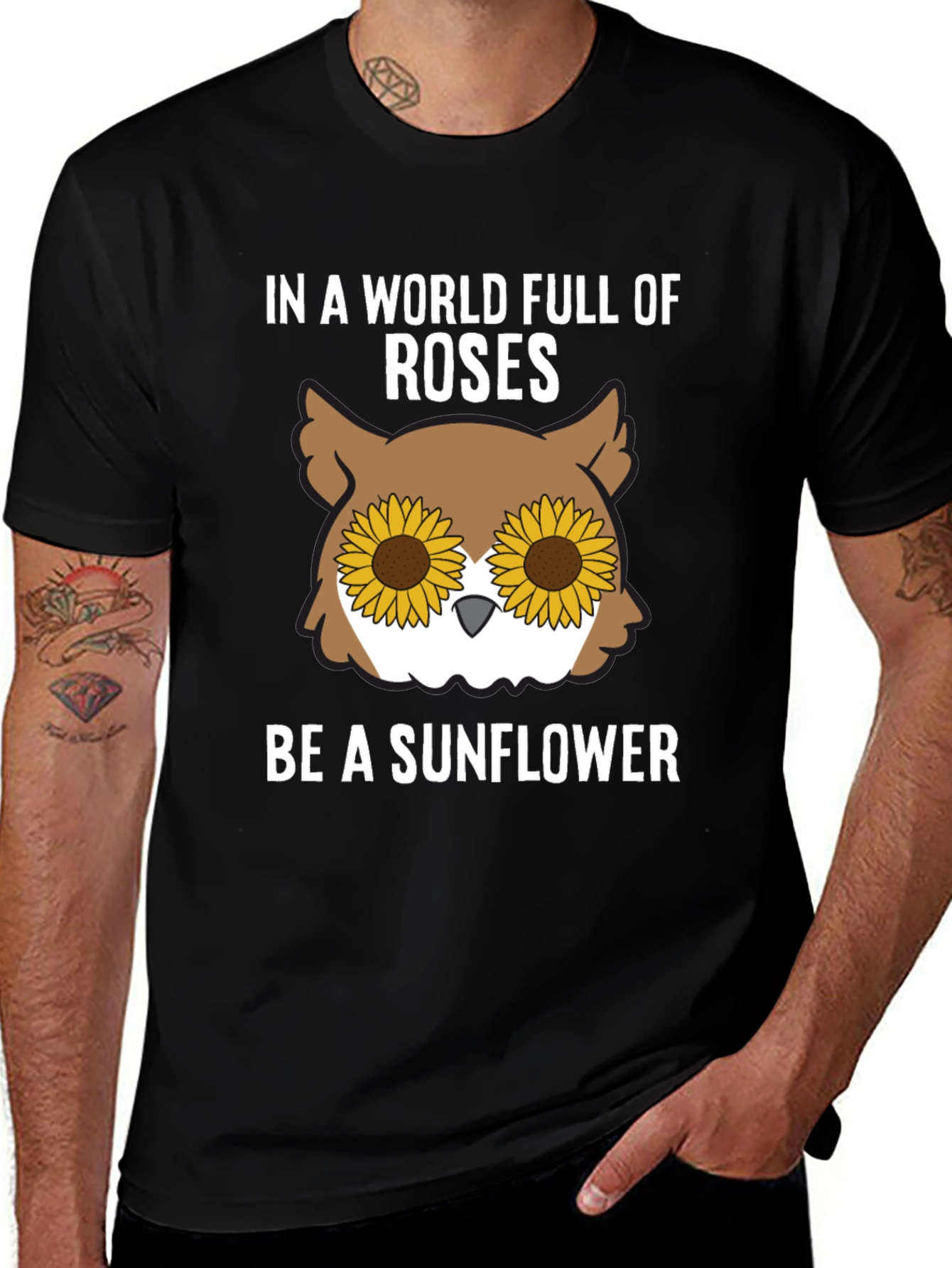 Sunflower Owl Graphic Tee - Be a Sunflower