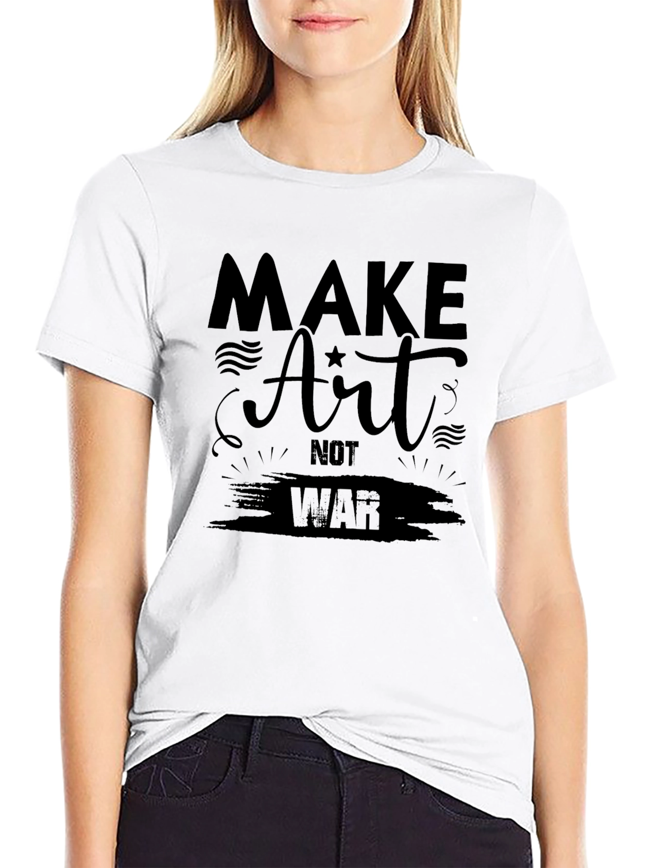 Make Art Not War Graphic Tee - Black