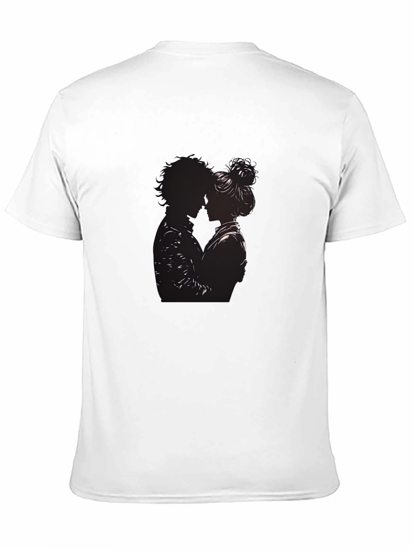 Silhouette Couple Embrace Black T-Shirt