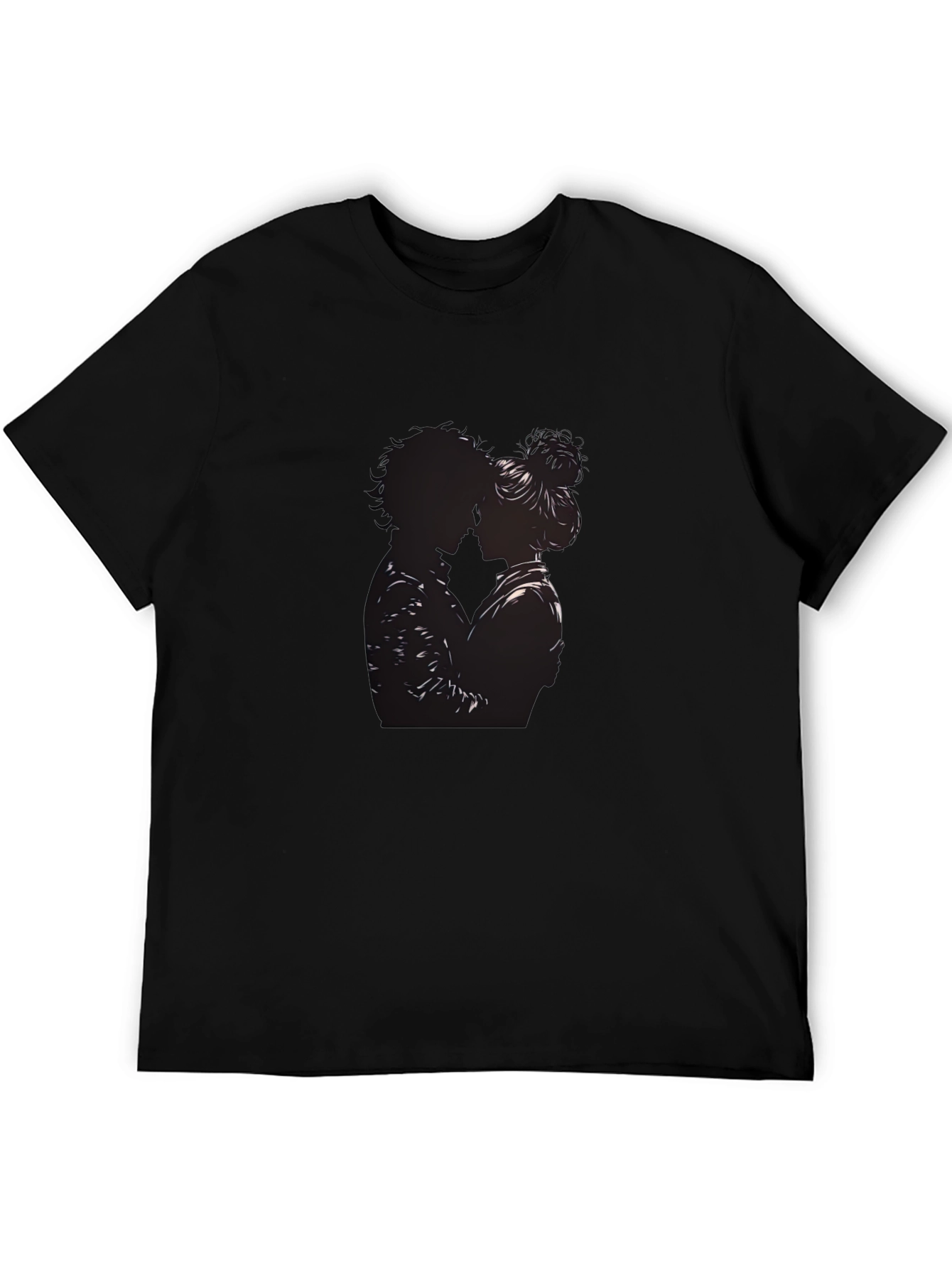 Silhouette Couple Embrace Black T-Shirt
