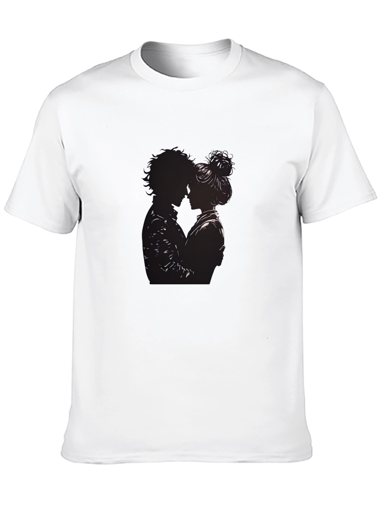 Silhouette Couple Embrace Black T-Shirt