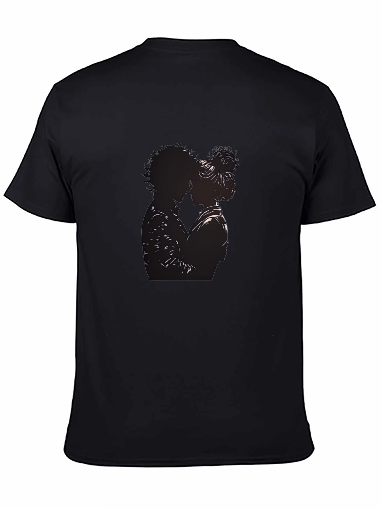 Silhouette Couple Embrace Black T-Shirt