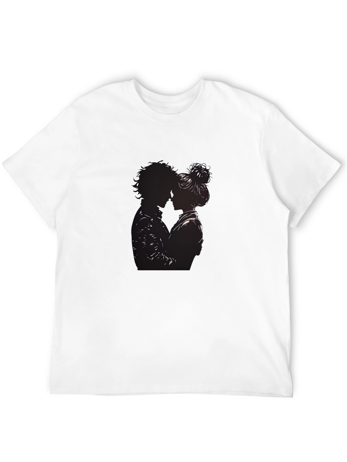 Silhouette Couple Embrace Black T-Shirt
