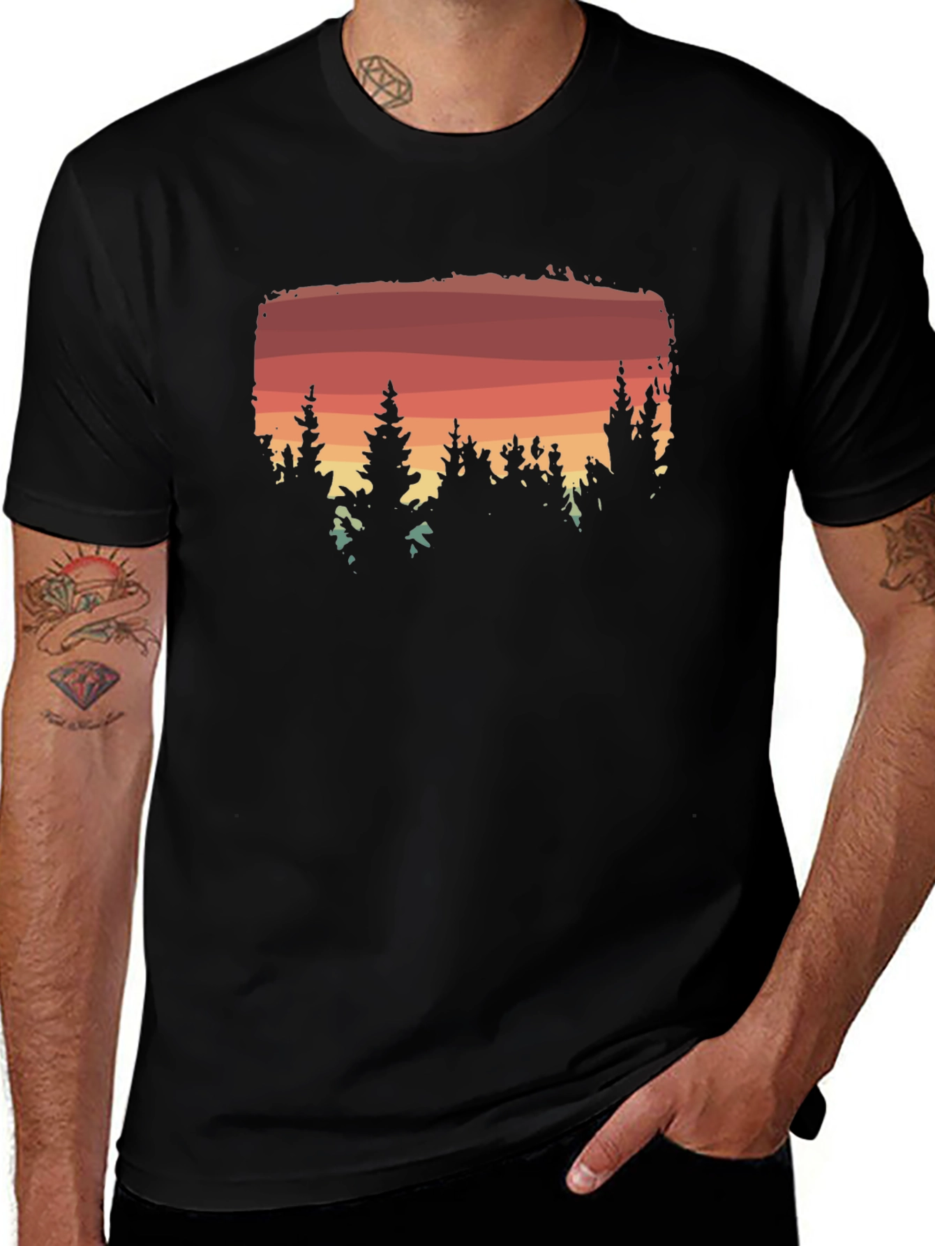 Sunset Forest Graphic Tee - Nature Lovers Shirt