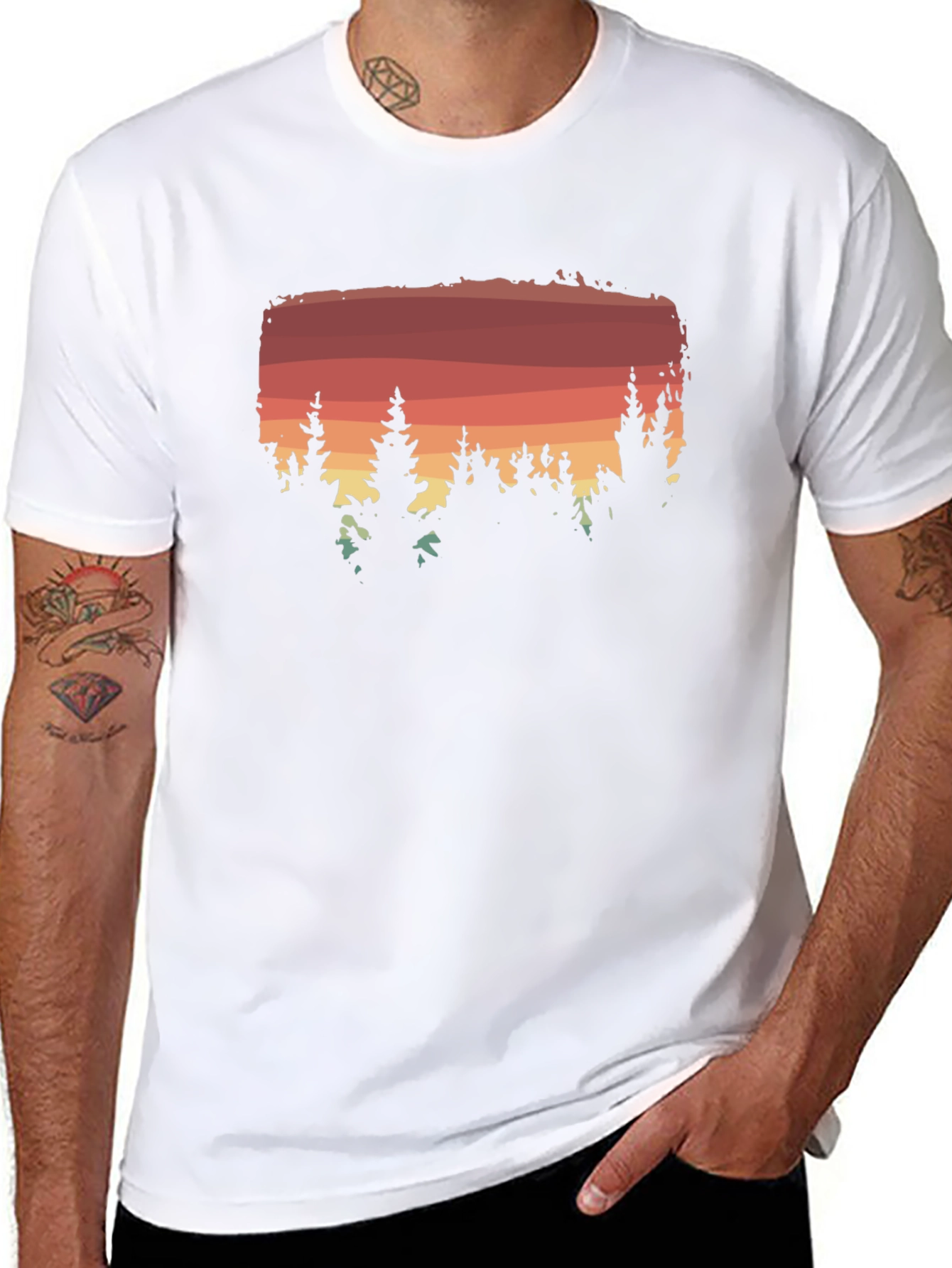 Sunset Forest Graphic Tee - Nature Lovers Shirt