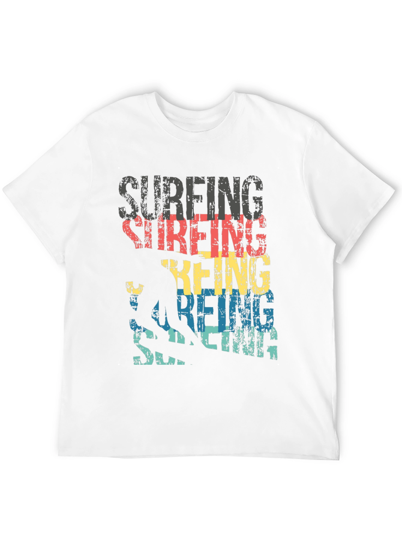 Surfing Silhouette Graphic T-Shirt - Black