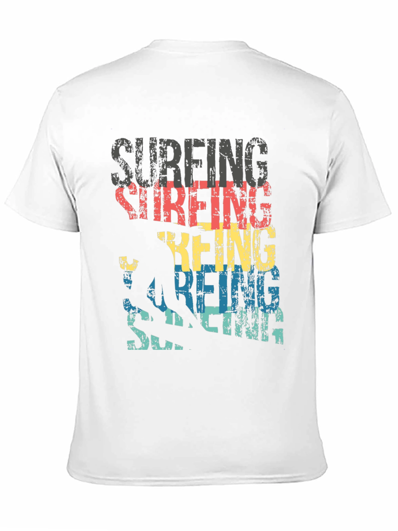 Surfing Silhouette Graphic T-Shirt - Black