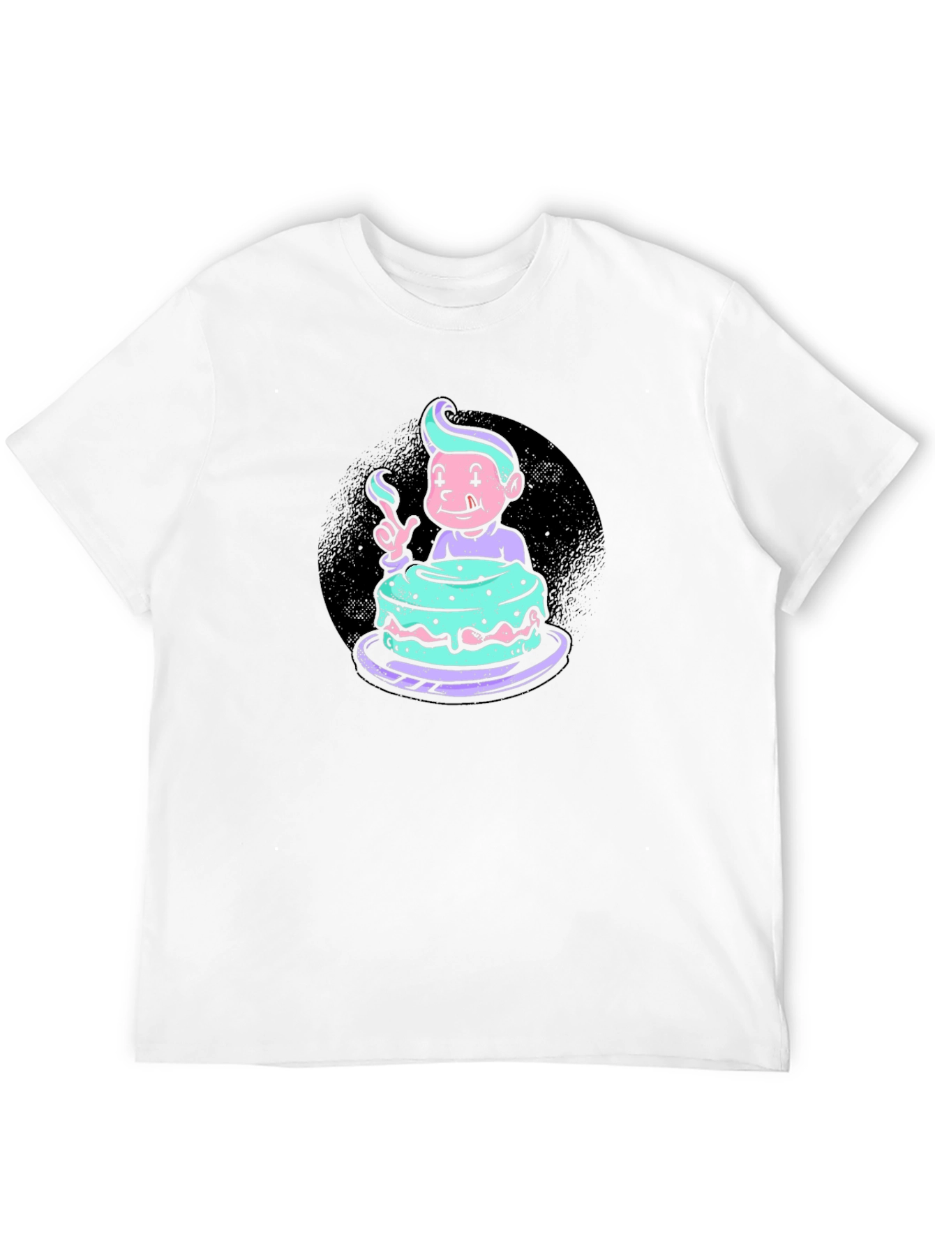Cartoon Cake Graphic Black T-Shirt