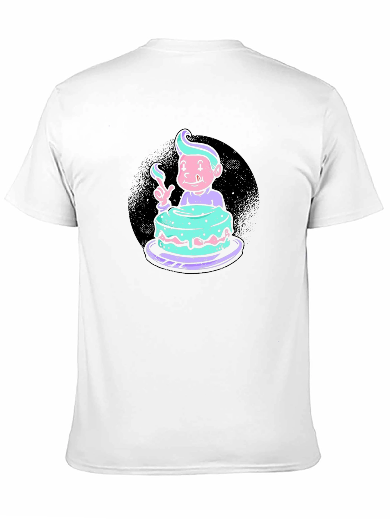 Cartoon Cake Graphic Black T-Shirt