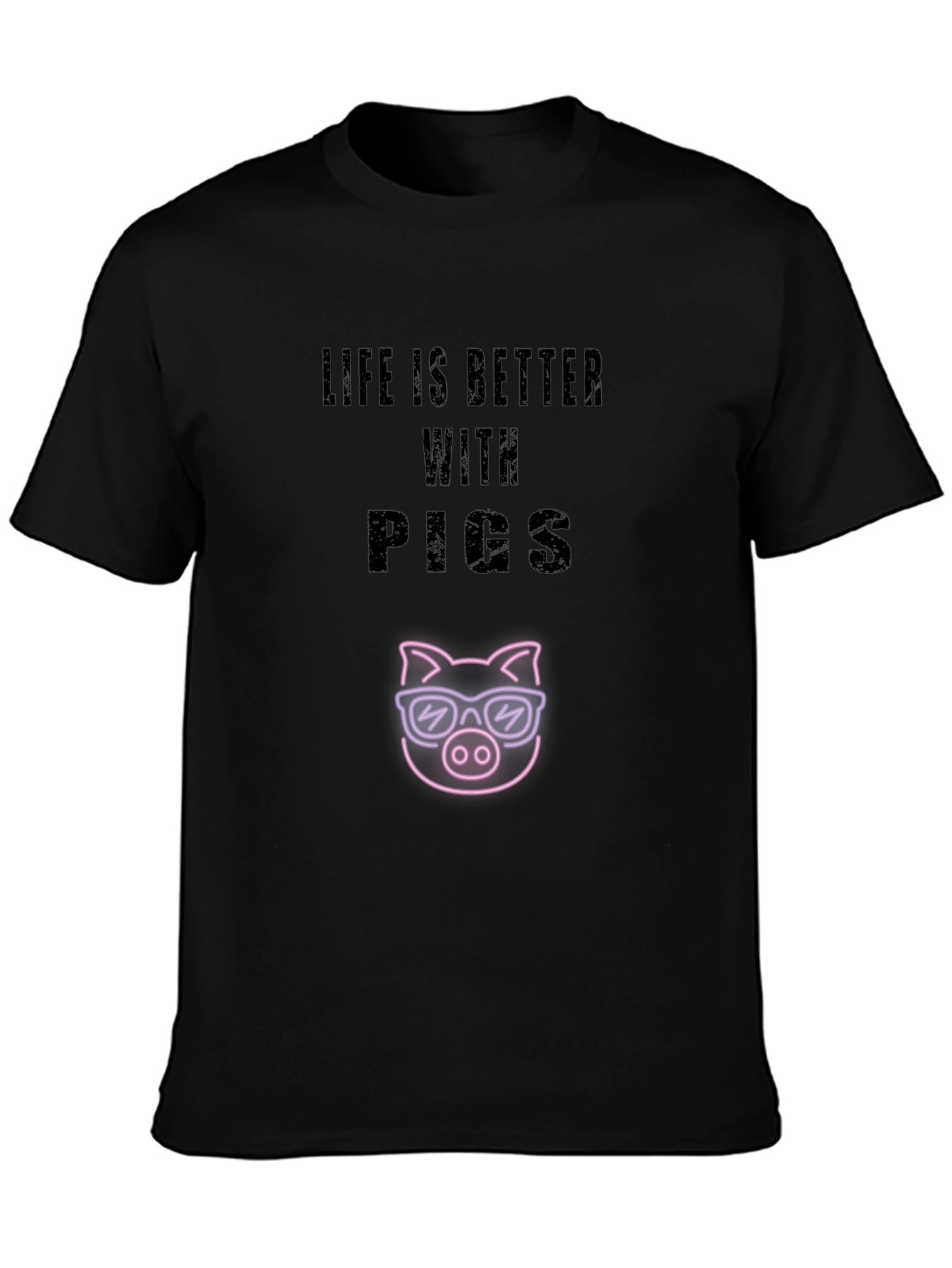 Life is Better with Pigs Black T-Shirt