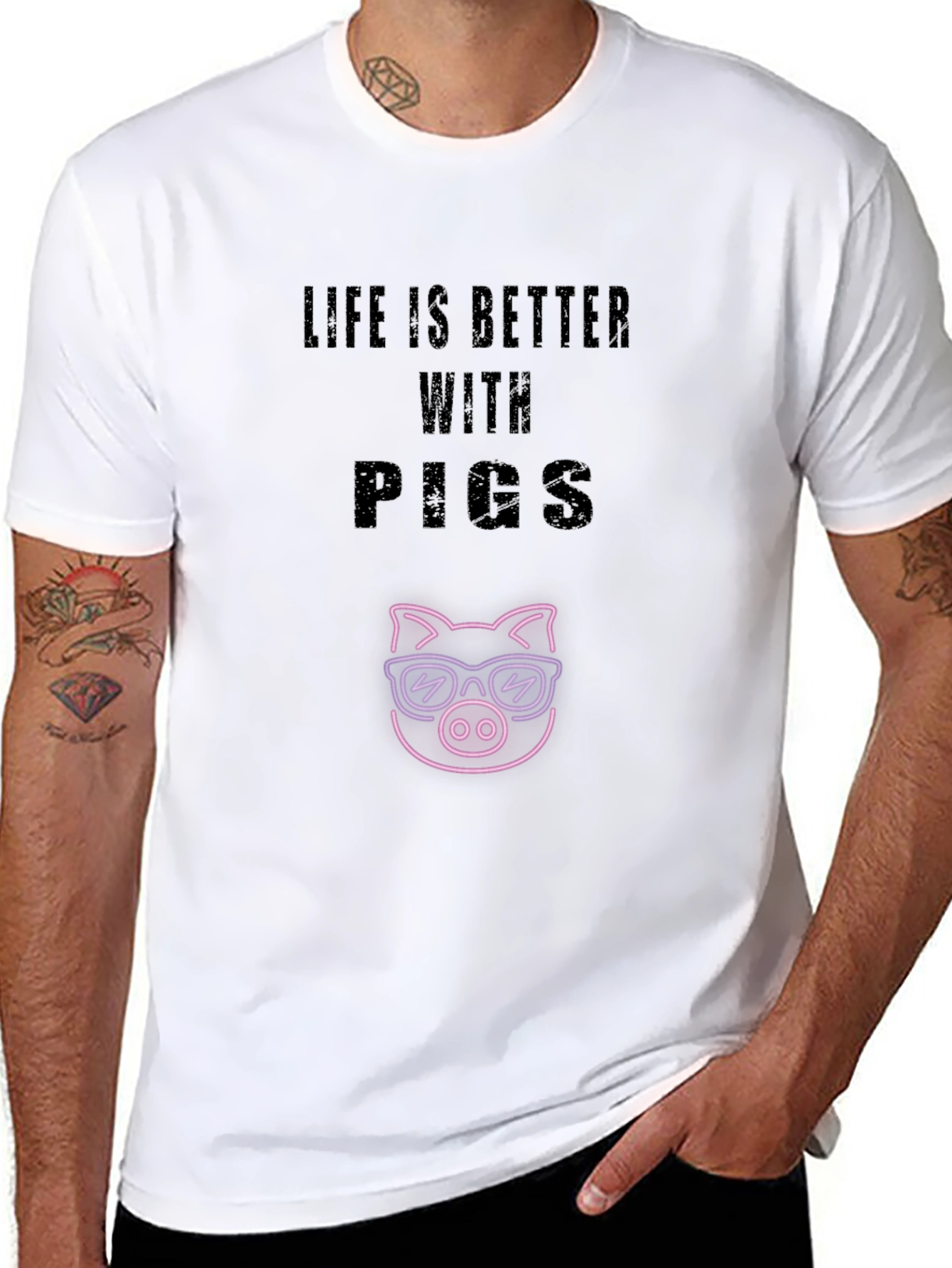 Life is Better with Pigs Black T-Shirt