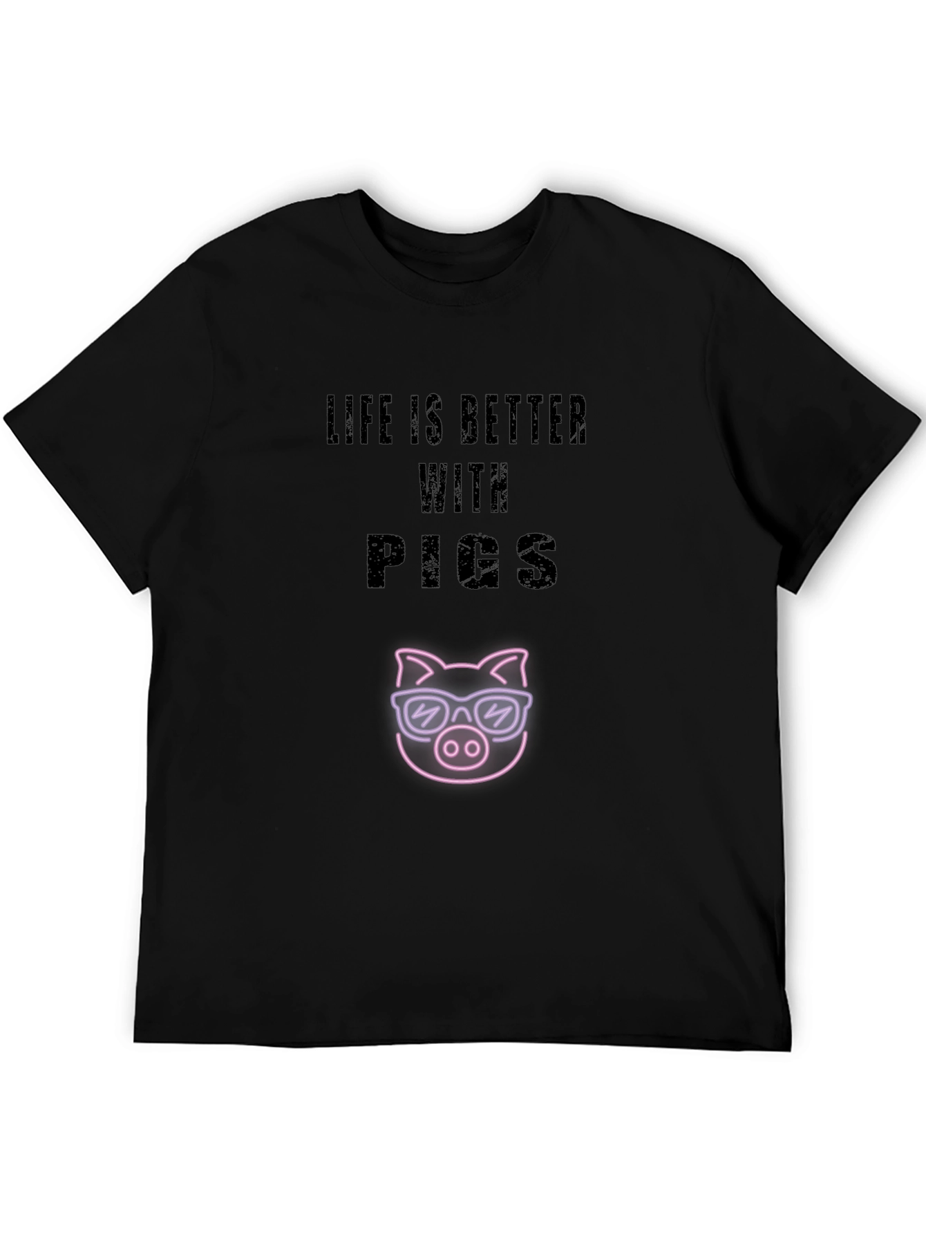 Life is Better with Pigs Black T-Shirt