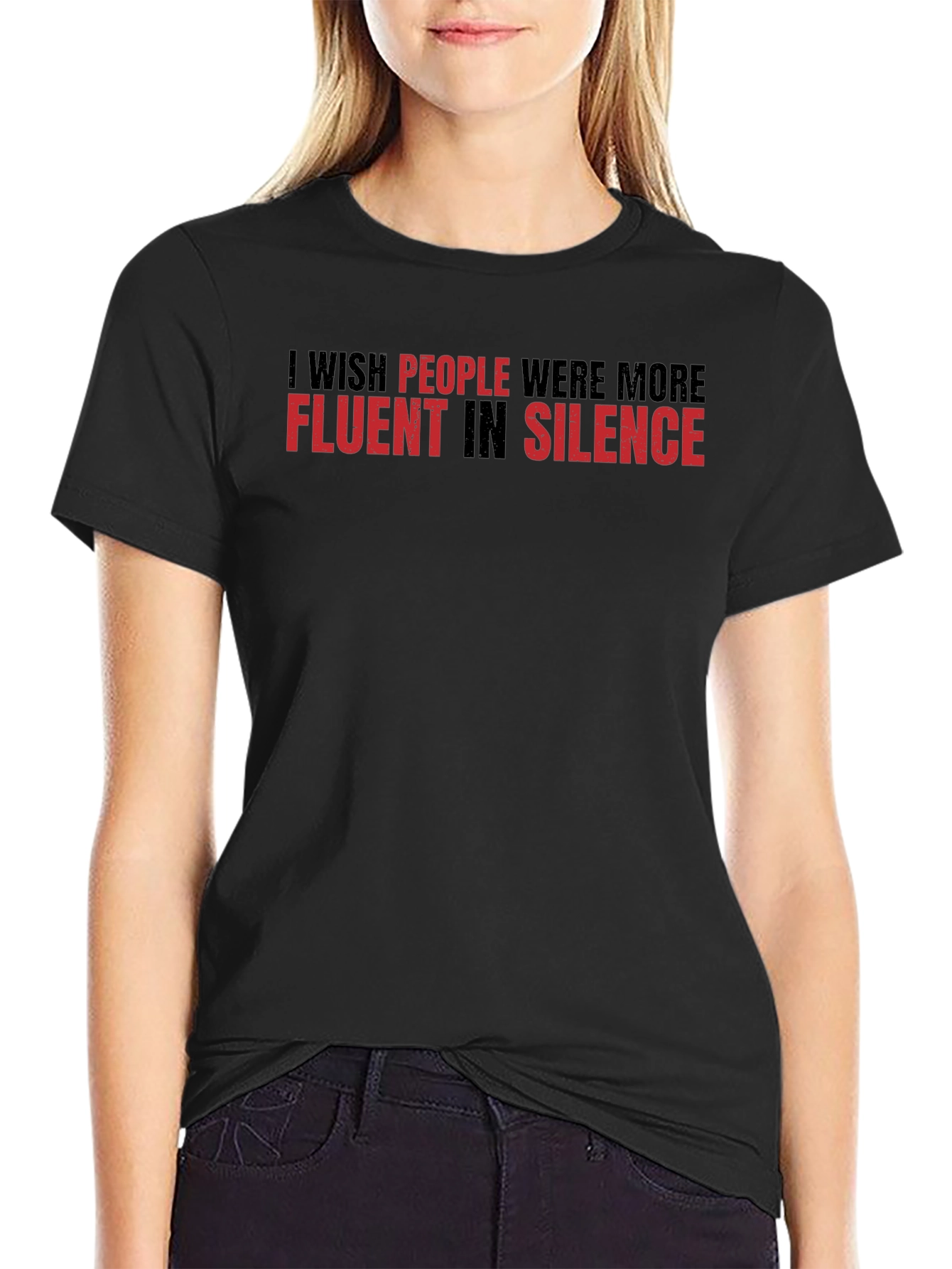 Fluent in Silence Graphic Tee - Black Cotton T-Shirt