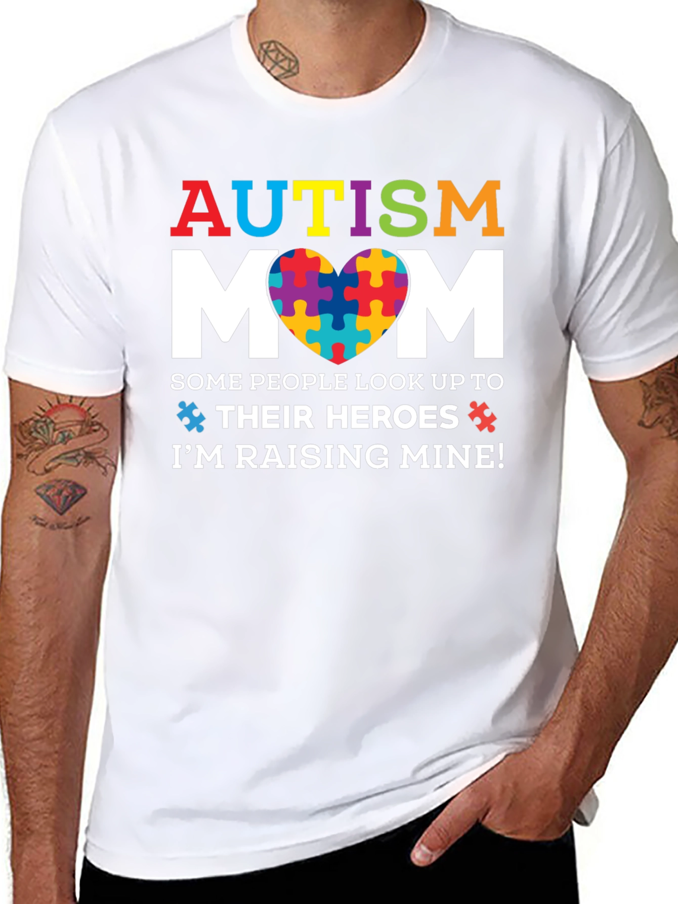 Autism Mom Puzzle Piece Heart T-Shirt