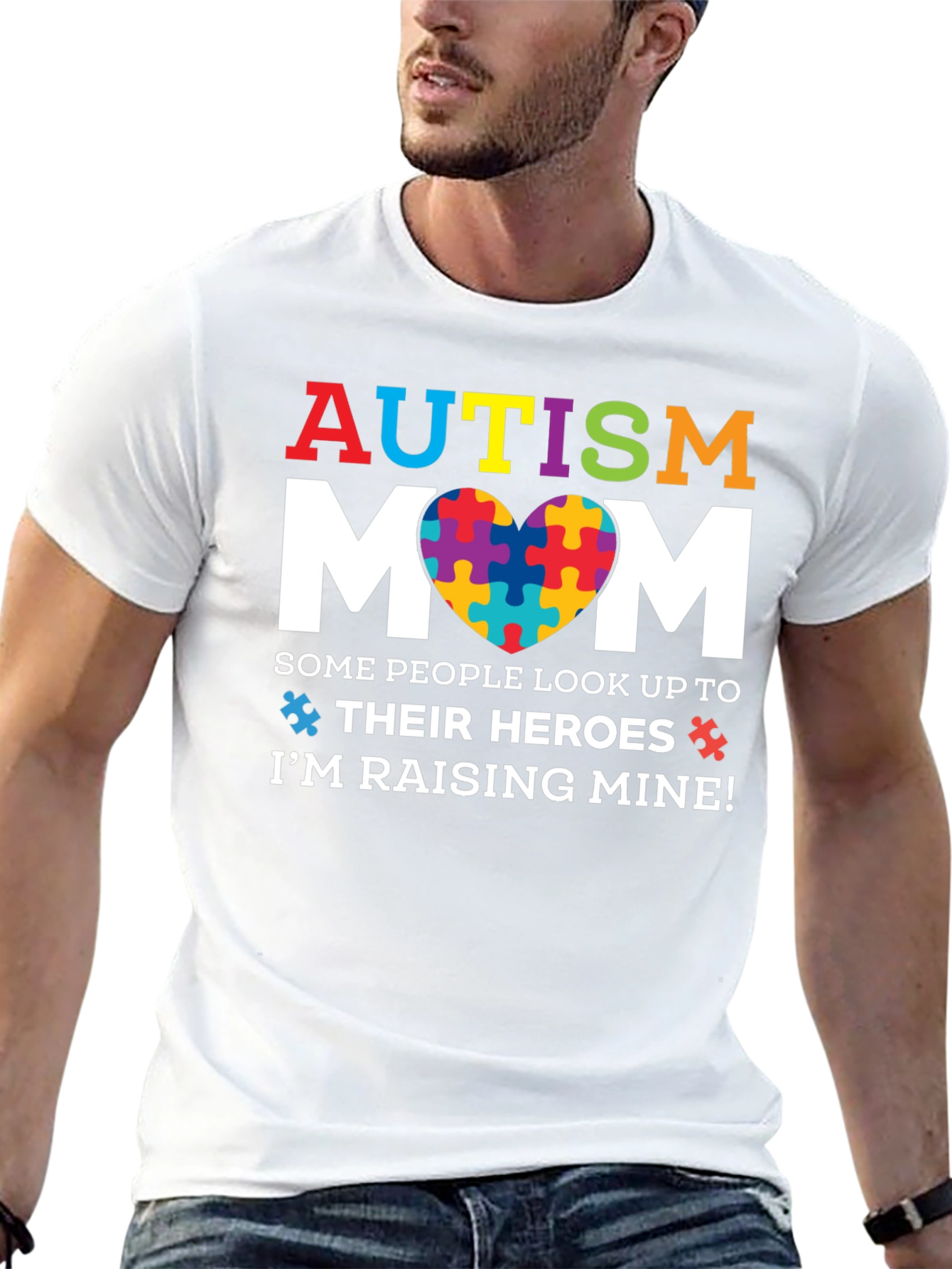 Autism Mom Puzzle Piece Heart T-Shirt