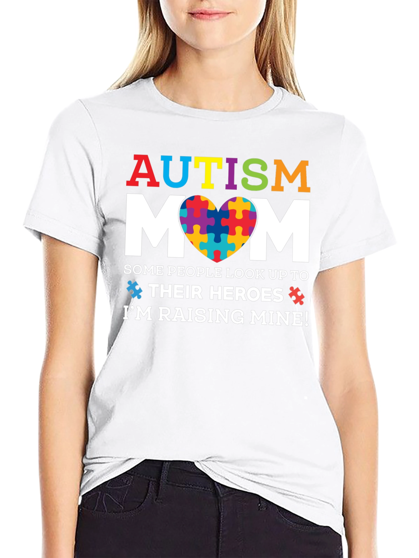 Autism Mom Puzzle Piece Heart T-Shirt