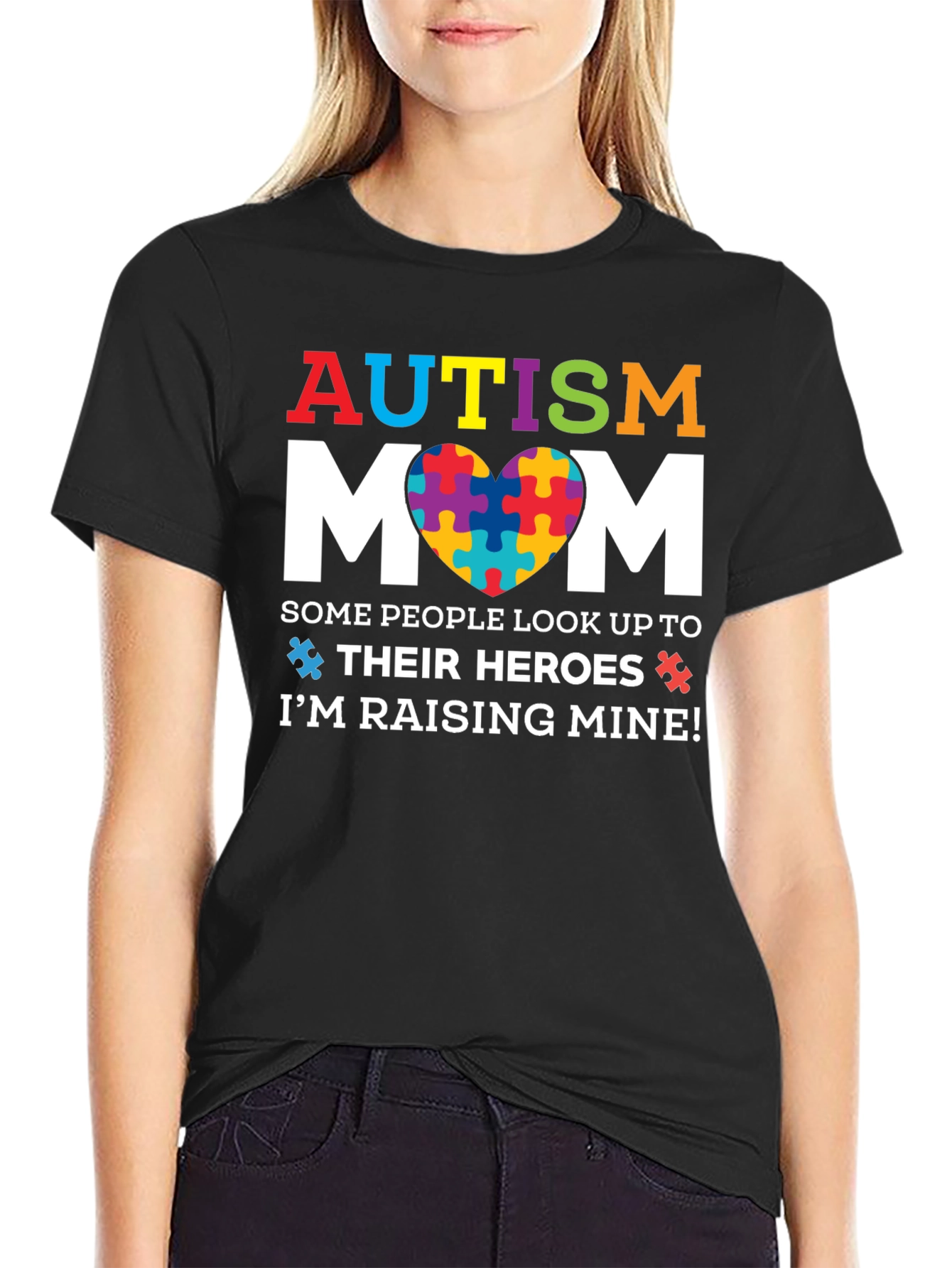 Autism Mom Puzzle Piece Heart T-Shirt