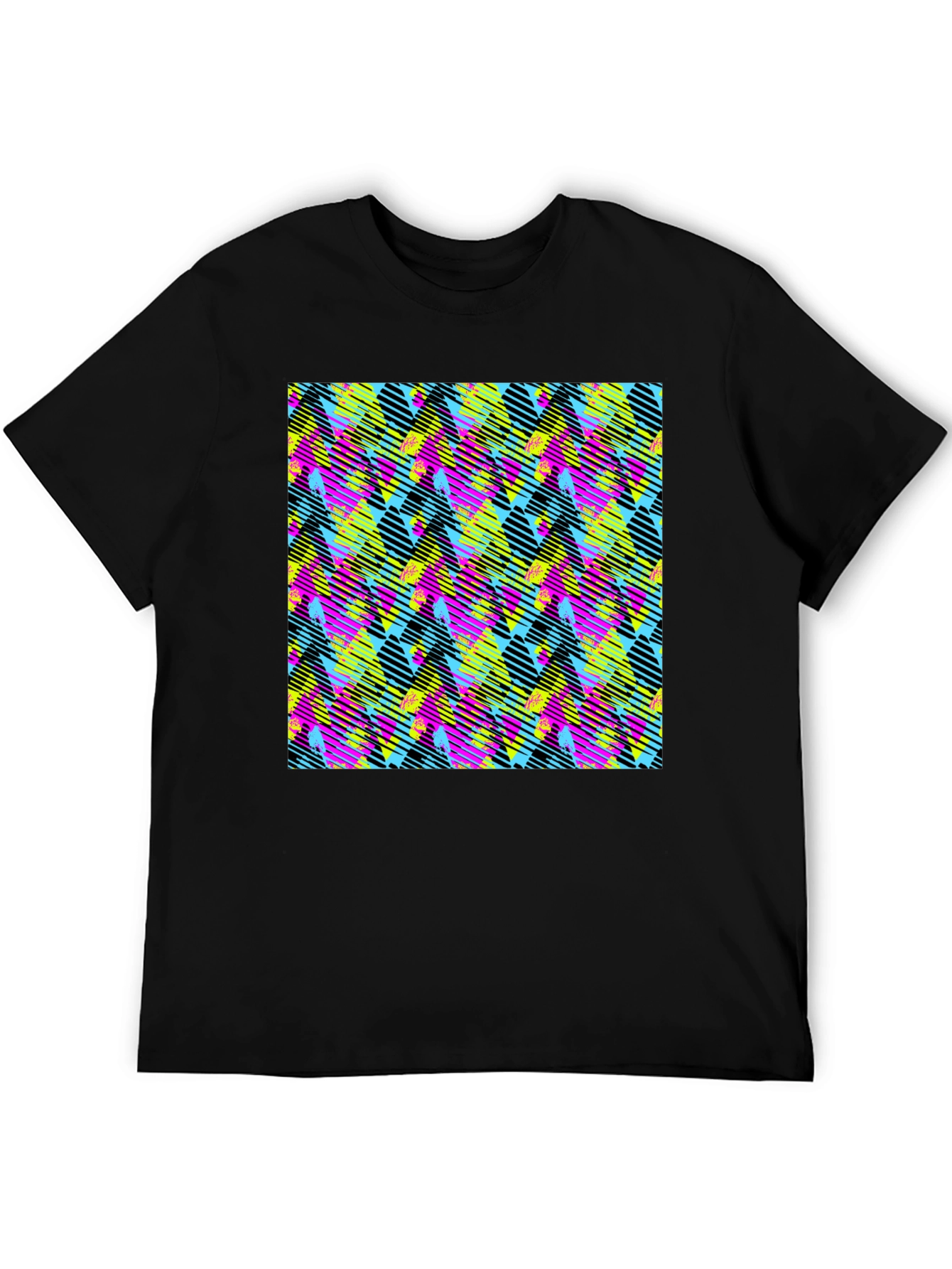 Retro 90s Pattern Black T-Shirt