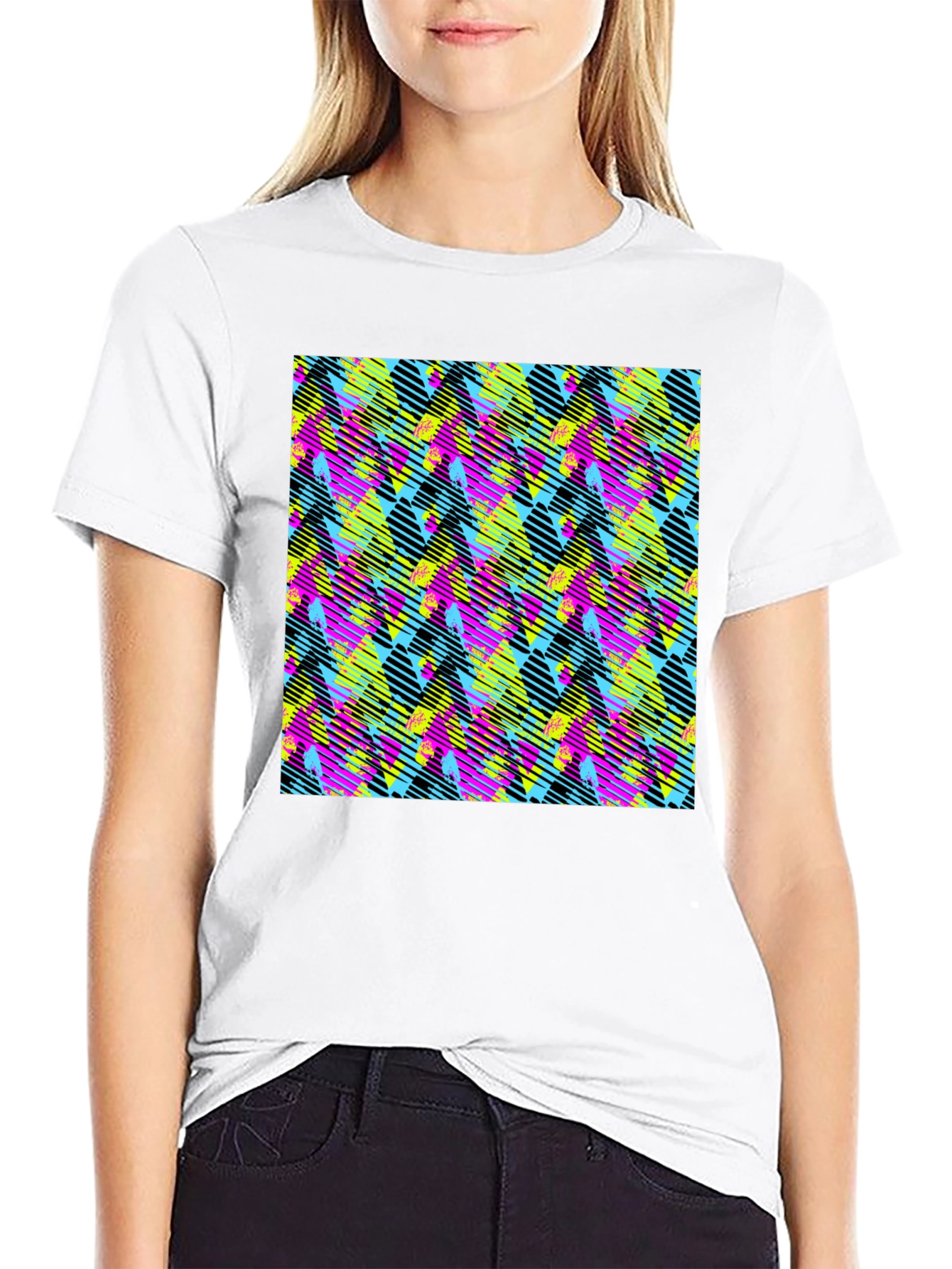 Retro 90s Pattern Black T-Shirt
