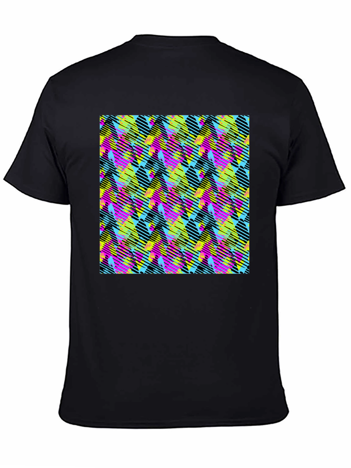 Retro 90s Pattern Black T-Shirt