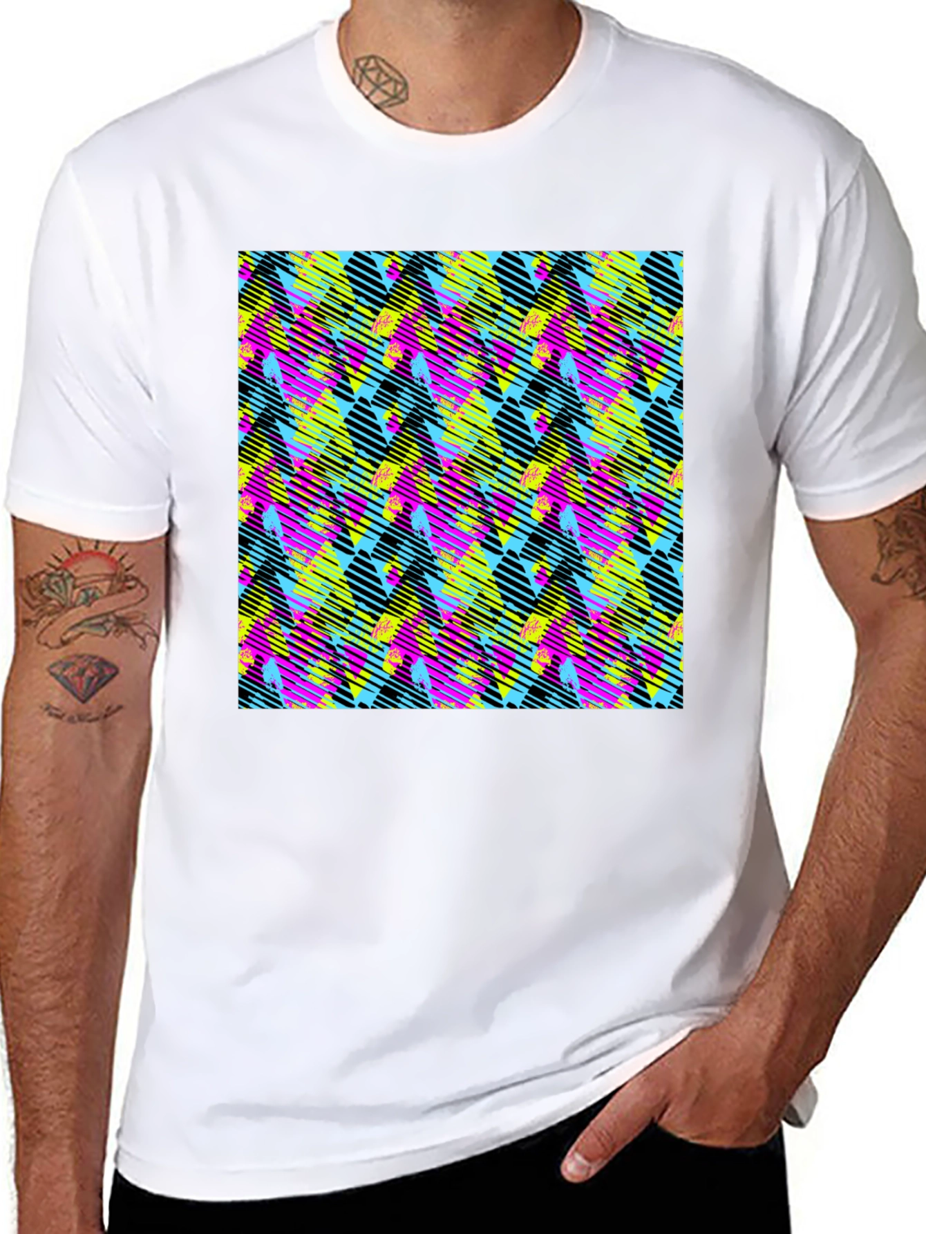 Retro 90s Pattern Black T-Shirt
