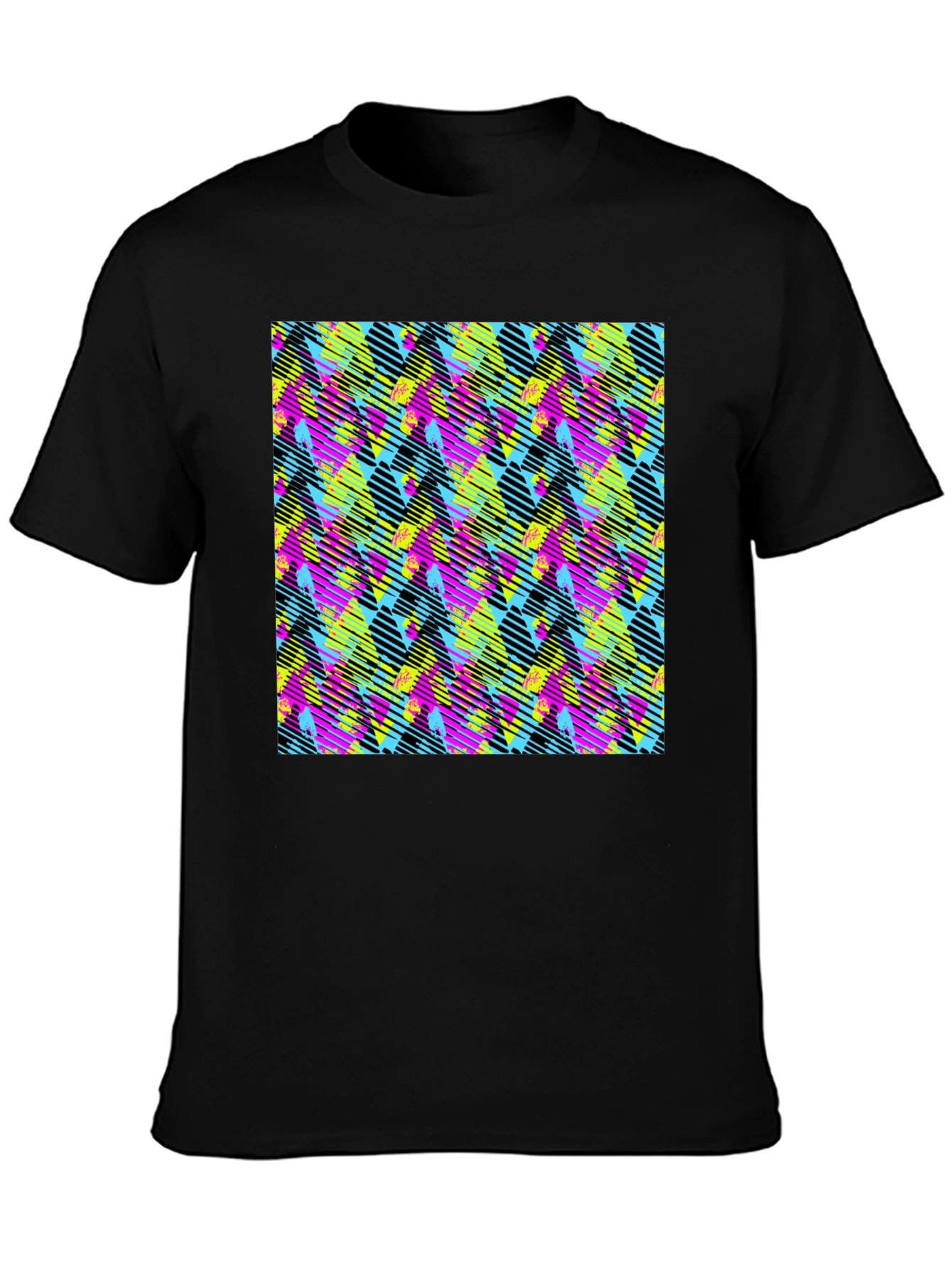 Retro 90s Pattern Black T-Shirt