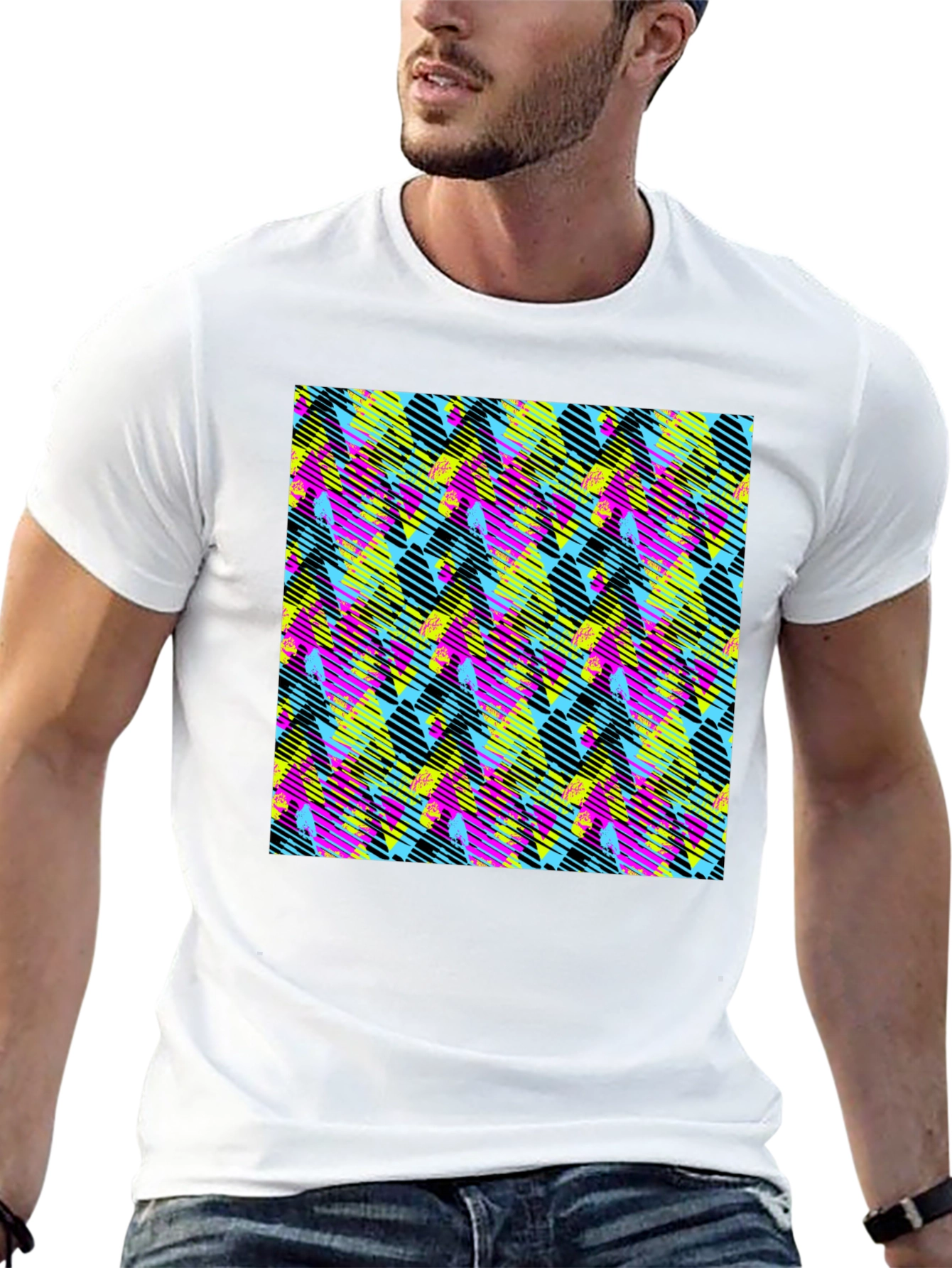Retro 90s Pattern Black T-Shirt