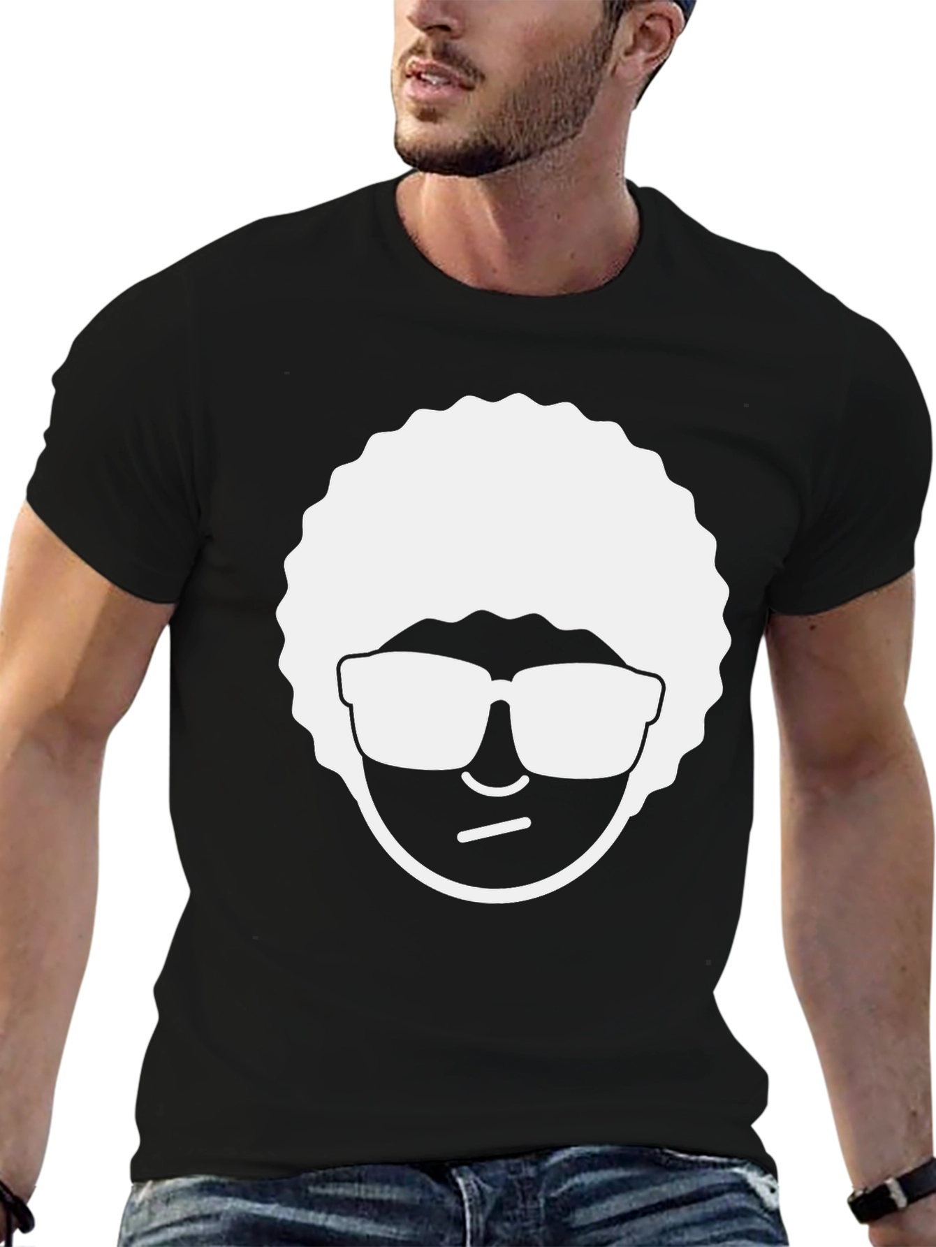 Cool Character Tee: Black Cotton Graphic T-Shirt